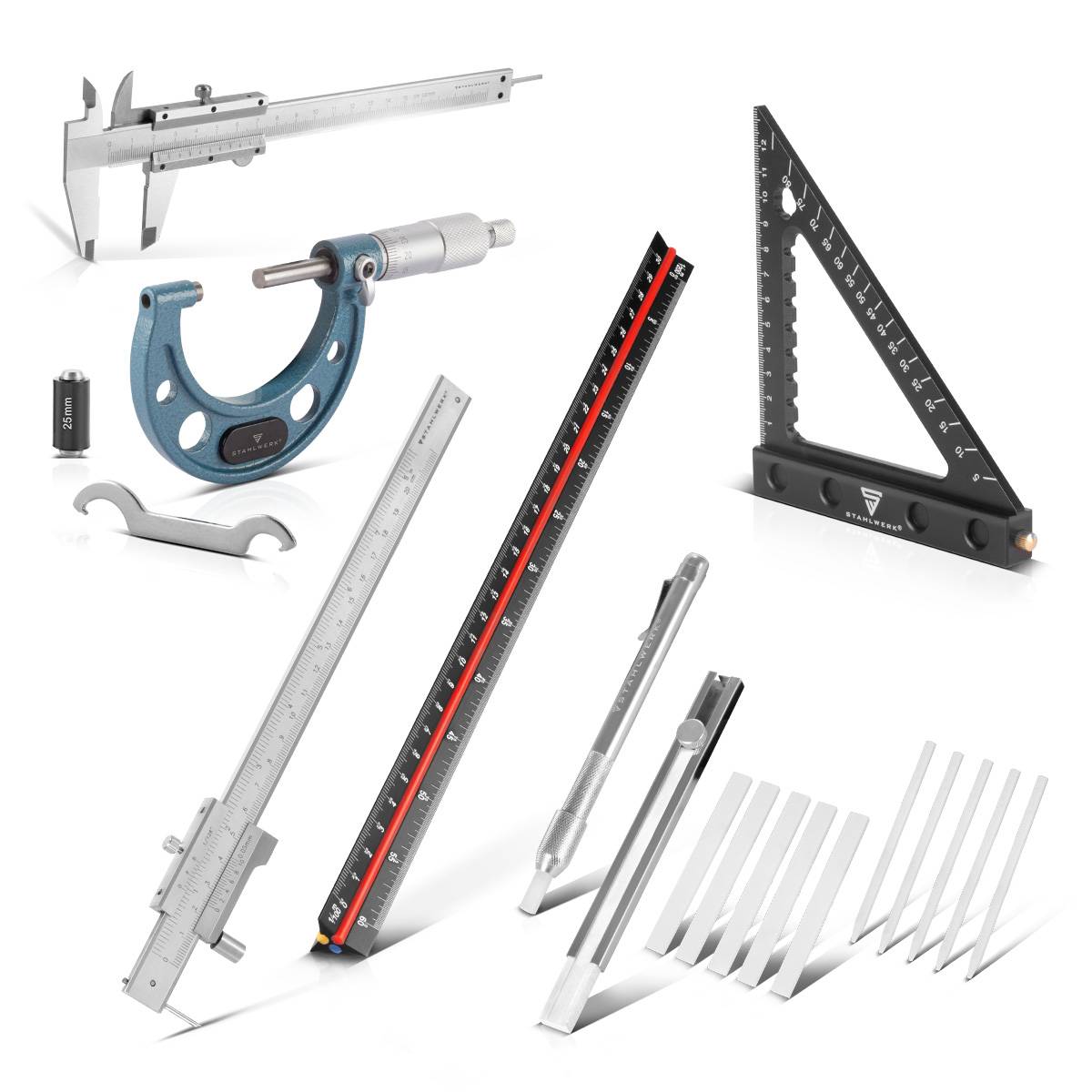 Nahaufnahme eines schwarzen Lenkrollenrades mit Verriegelung zum einfachen Rangieren. Text unten auf Deutsch: Vier Lenkrollen, zwei davon mit Feststellbremse für einfaches Rangieren.