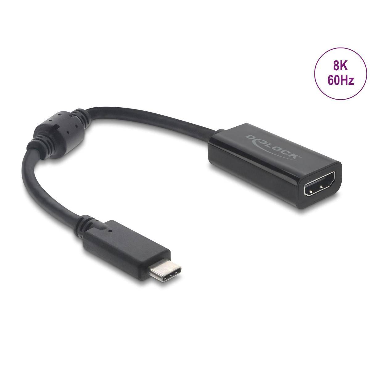Delock USB Type-C Adapter zu HDMI (DP Alt Mode) 8K 60 Hz mit HDR und HDCP, schwarz