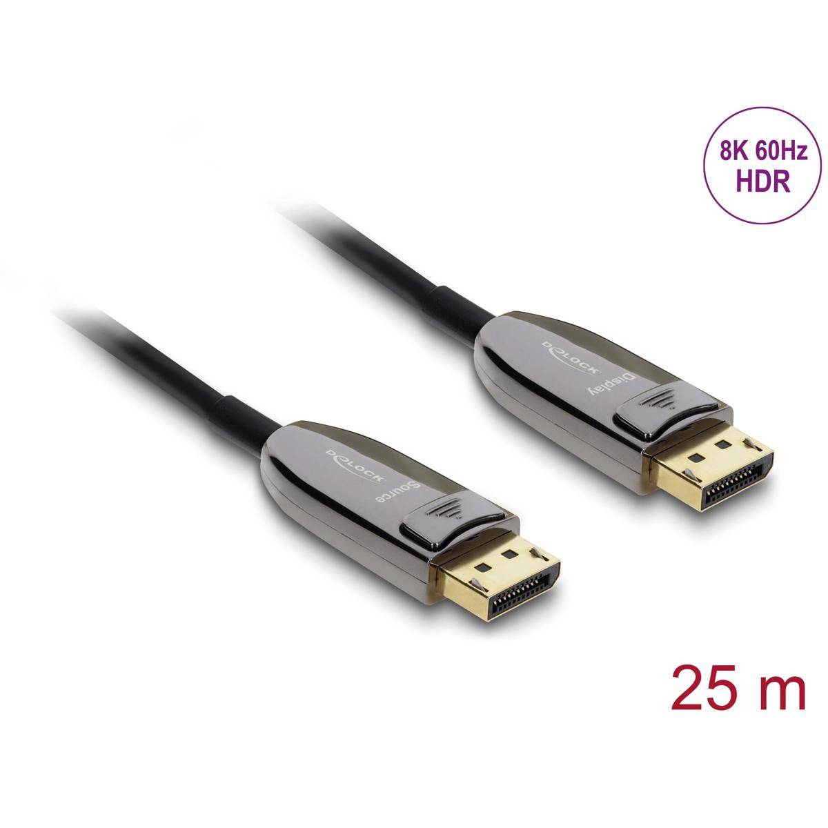 Delock Aktives Optisches Kabel DisplayPort 2.1 8K 60 Hz 40 Gbps 25 m