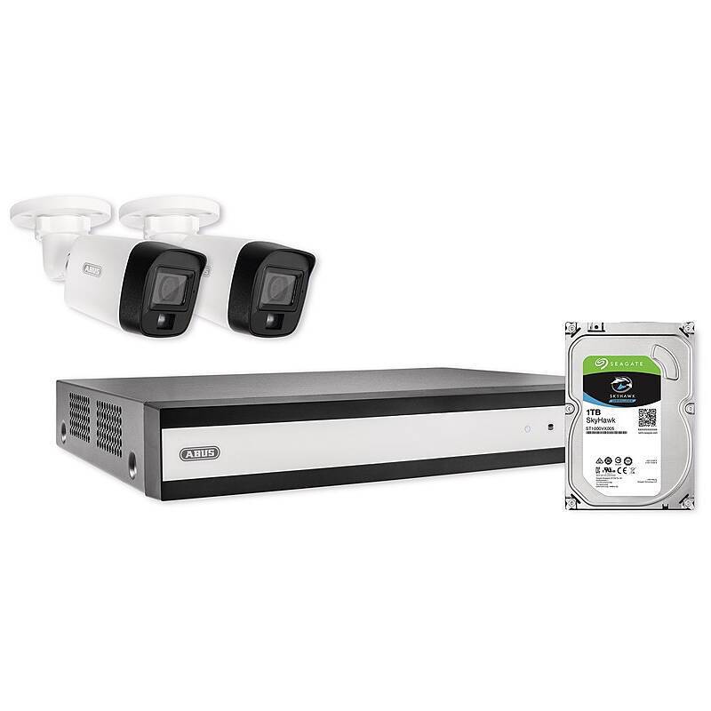 ABUS TVVR33623T 6-Kanal HD Analog Hybrid Set, Set-Inhalt:Netzteil, Netzwerkkabel, Maus, 1 TB Festplatte, 2x Bullet Kame