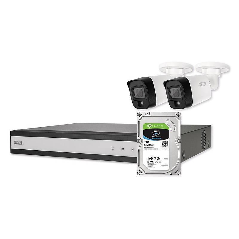 ABUS TVVR33623T 6-Kanal HD Analog Hybrid Set, Set-Inhalt:Netzteil, Netzwerkkabel, Maus, 1 TB Festplatte, 2x Bullet Kame