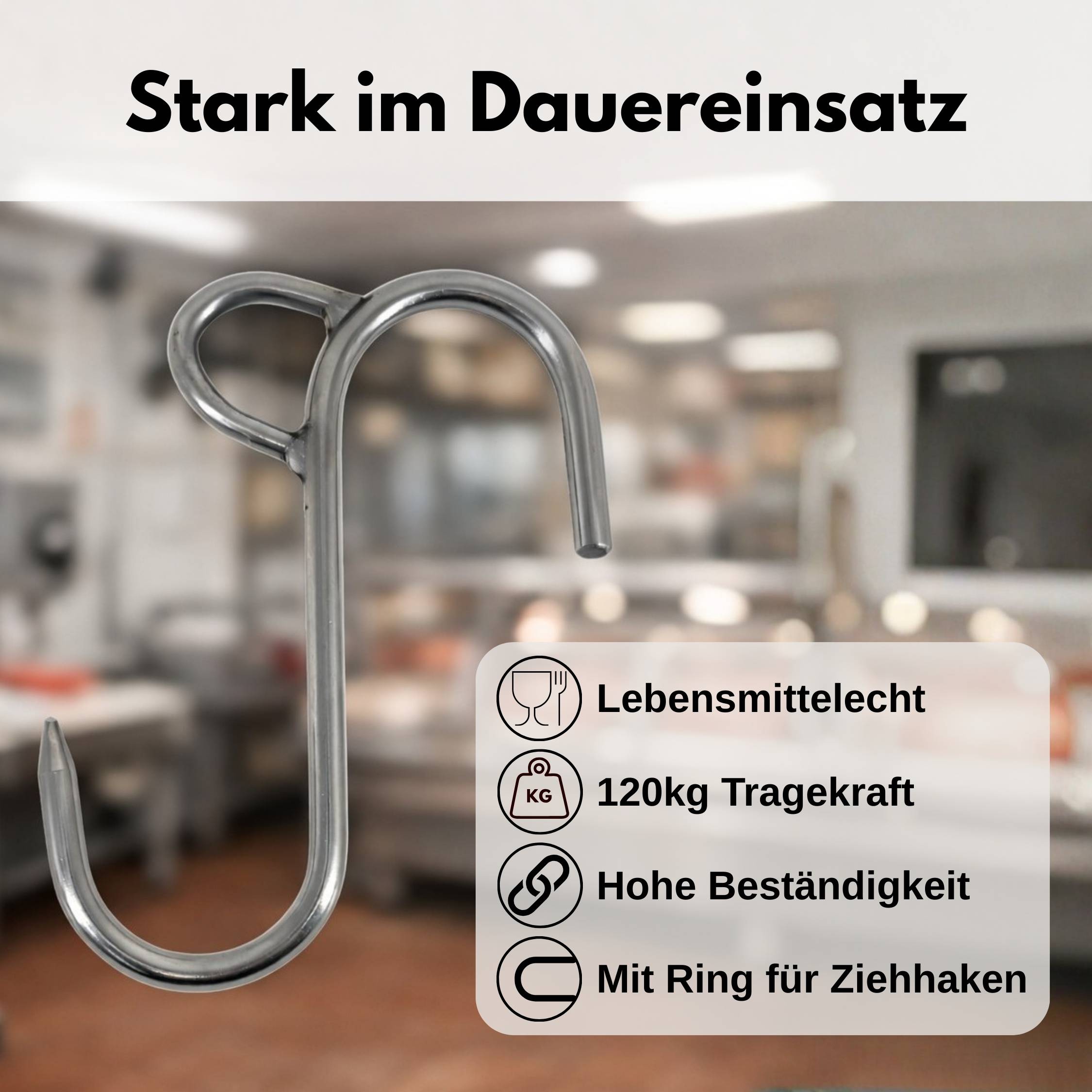 „Ein Fleischerhaken mit der Bezeichnung „Stark im Dauereinsatz