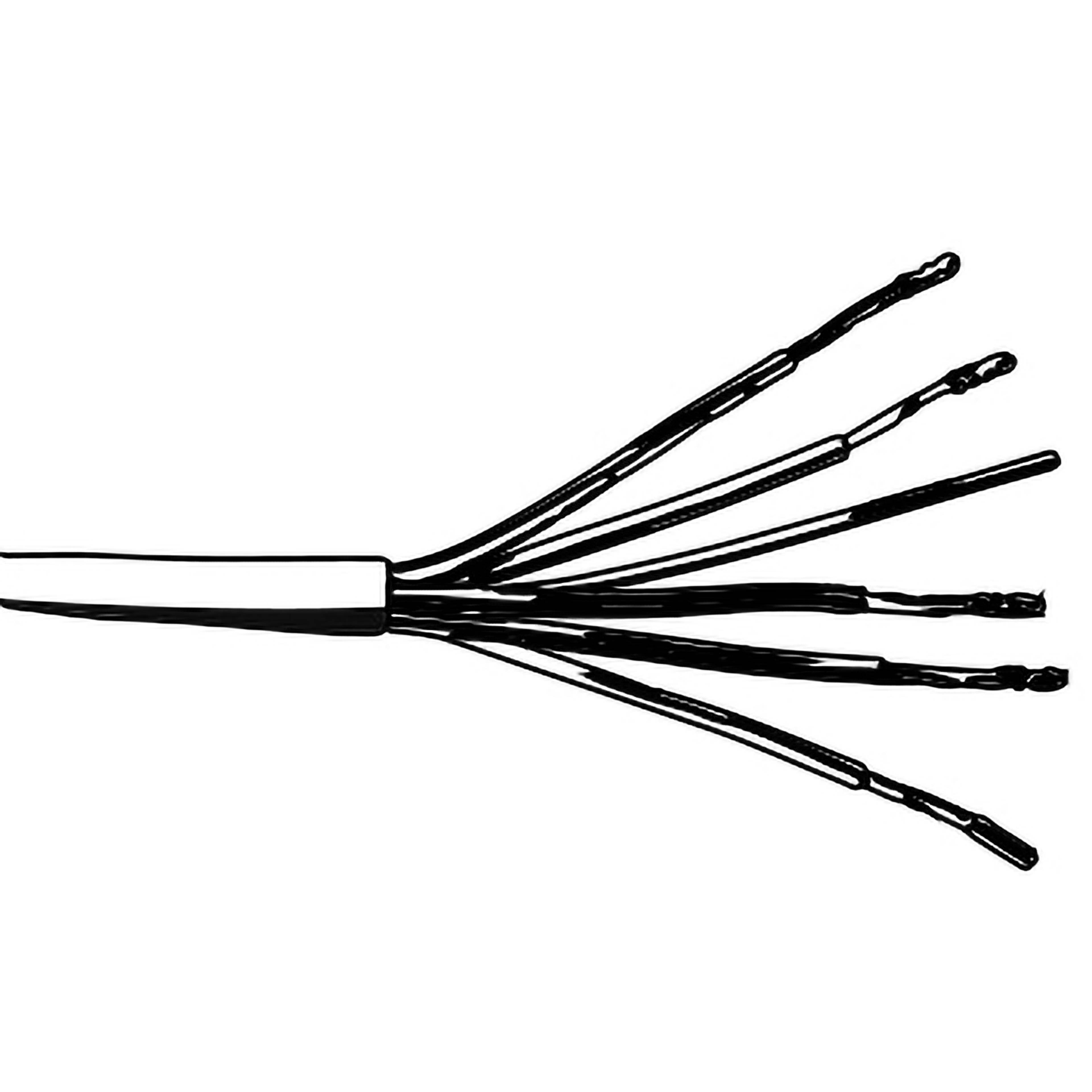 Illustration eines Ethernet-Kabels mit mehreren freigelegten Drähten an einem Ende, das einzelne Drahtlitzen aufgefächert zeigt.