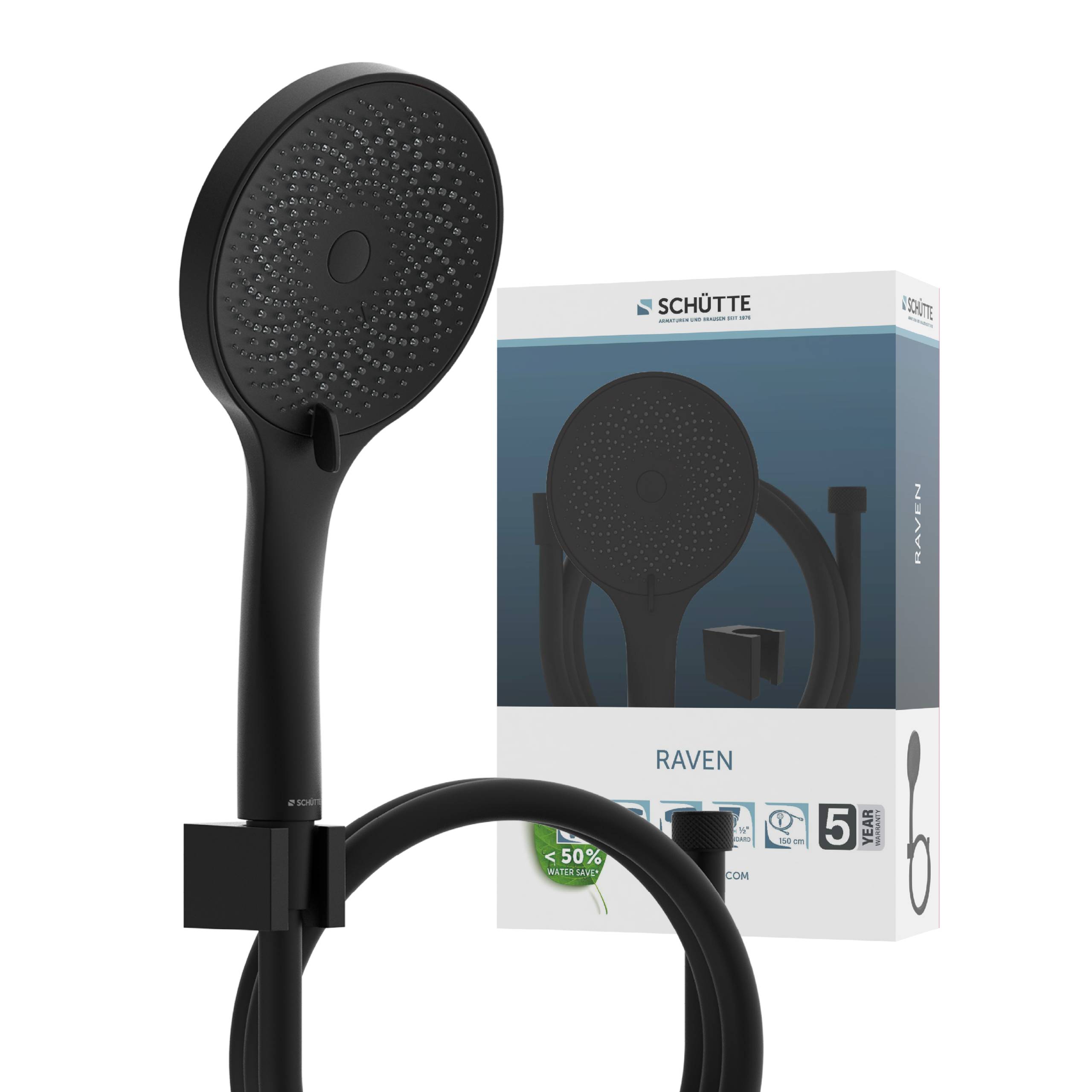 RAVEN Handbrause-Set, Schwarz matt