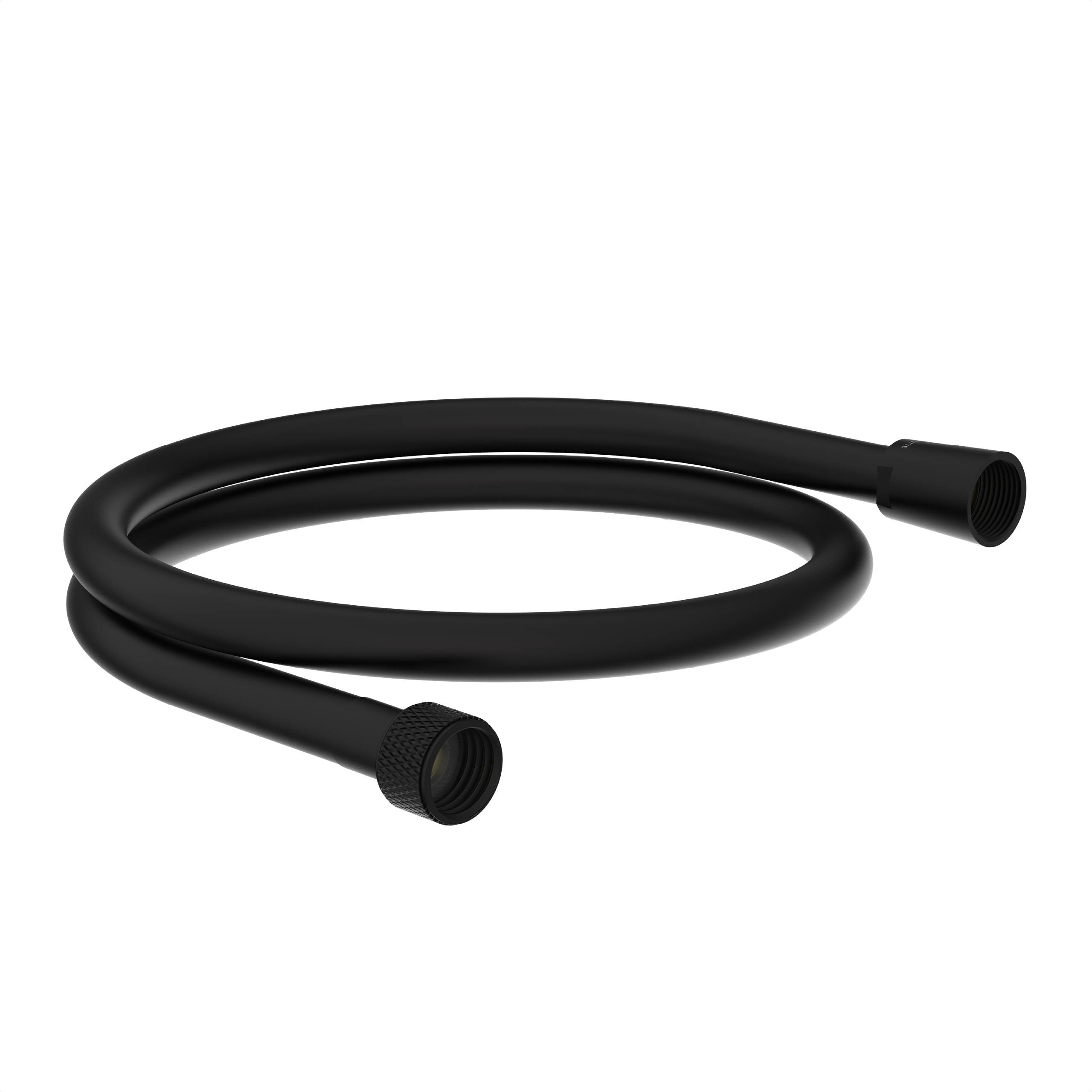 Duschschlauch der Marke 'Schütte', 150 cm, aufgerollt dargestellt mit Verpackung, die eine 5-Jahres-Garantie, 3/8 Zoll und eine Antiverdrehungsfunktion angibt.