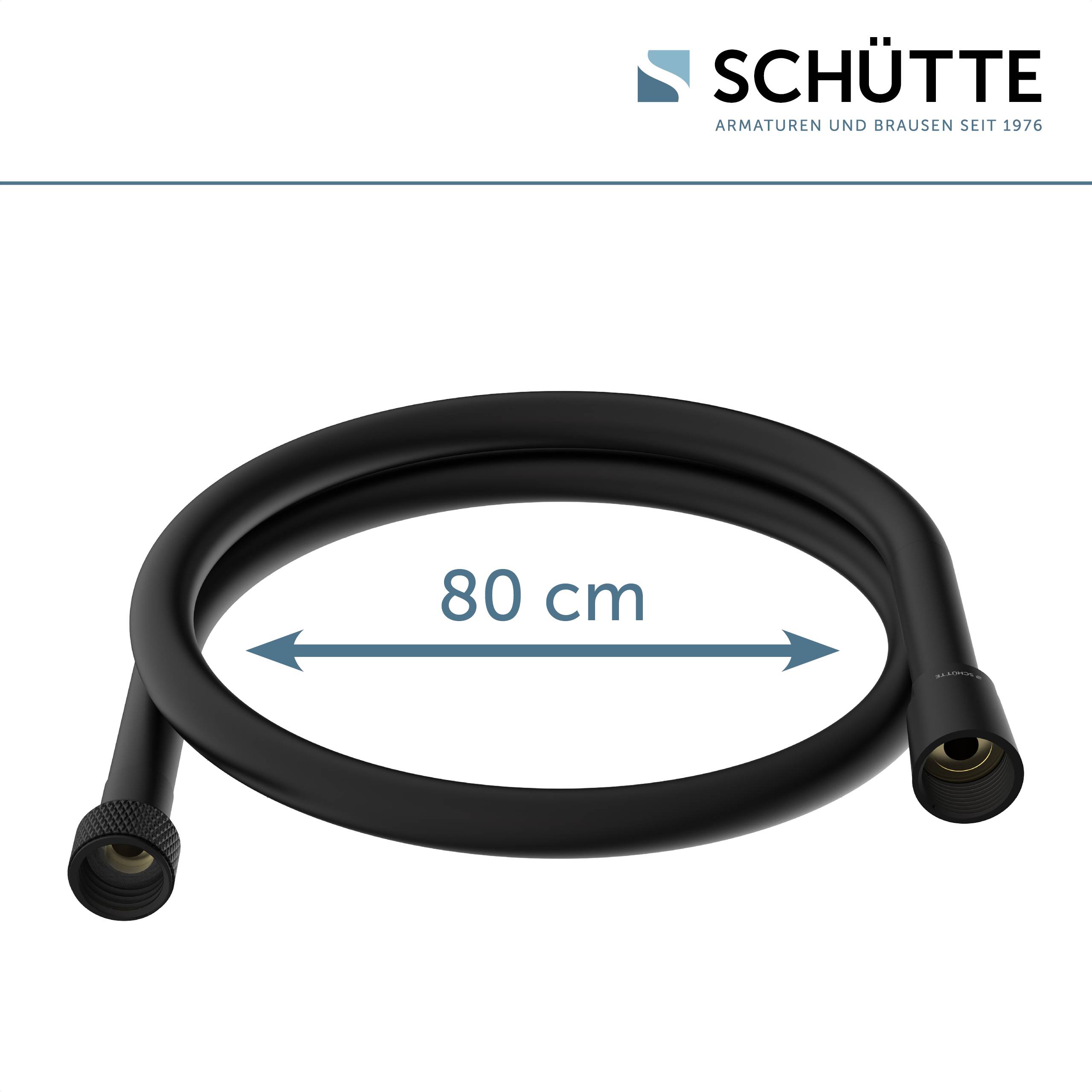 Brauseschlauch 80 cm, Kunststoff, Schwarz