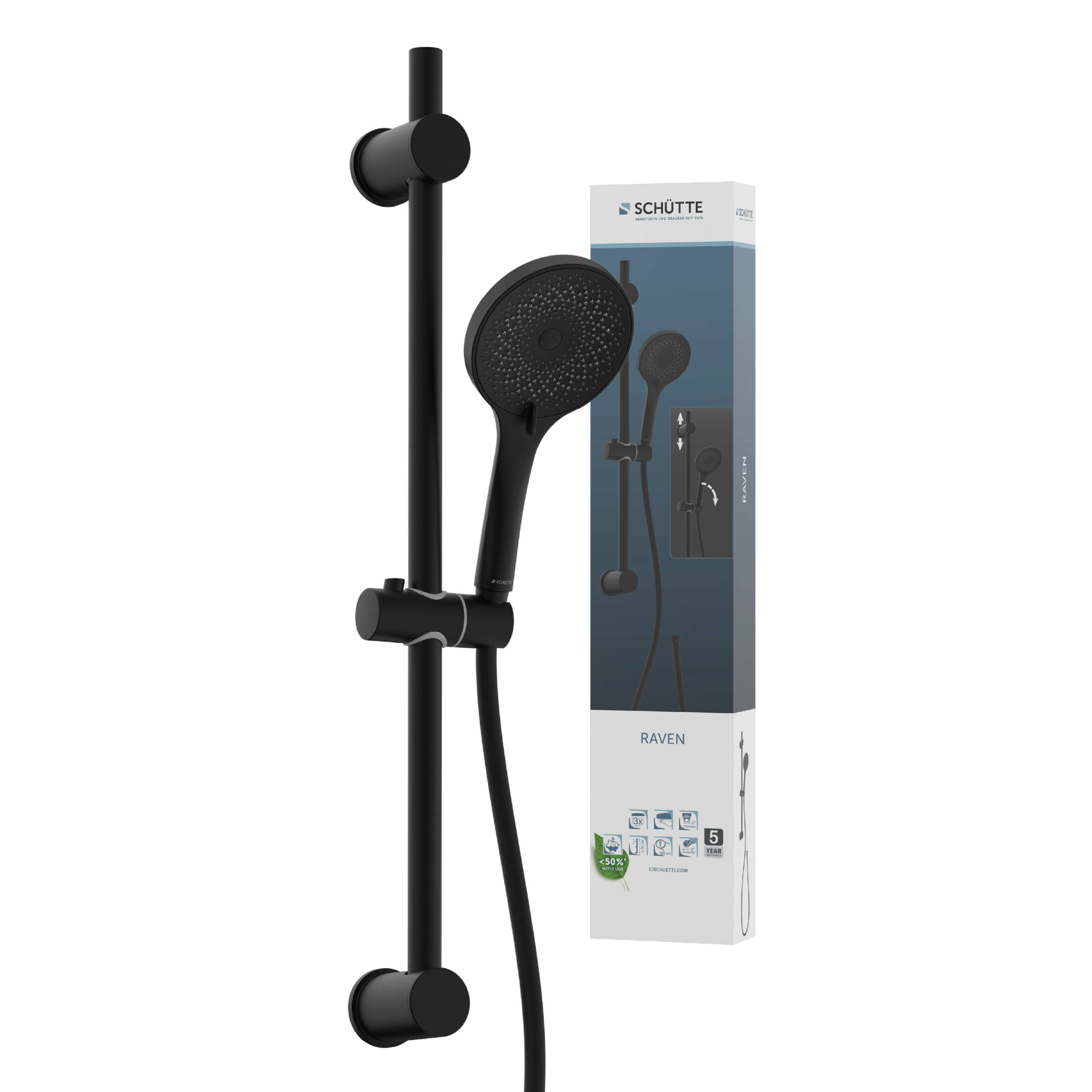 RAVEN Stangenbrause-Set, Schwarz matt