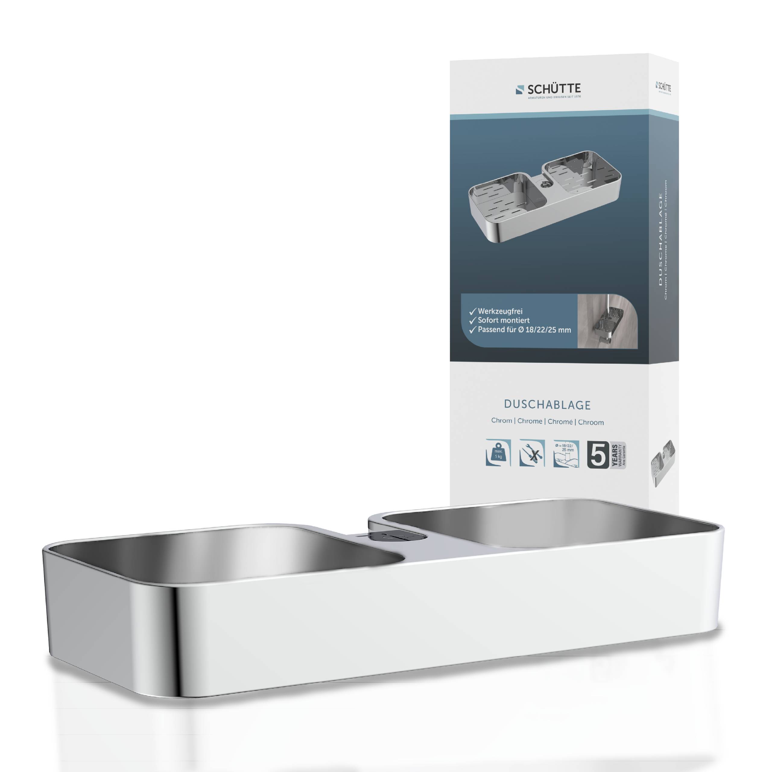 Toilettensitz mit Installationsanleitung und Montageset, bestehend aus Scharnieren und Schrauben, mit Schütte-Logo gekennzeichnet.