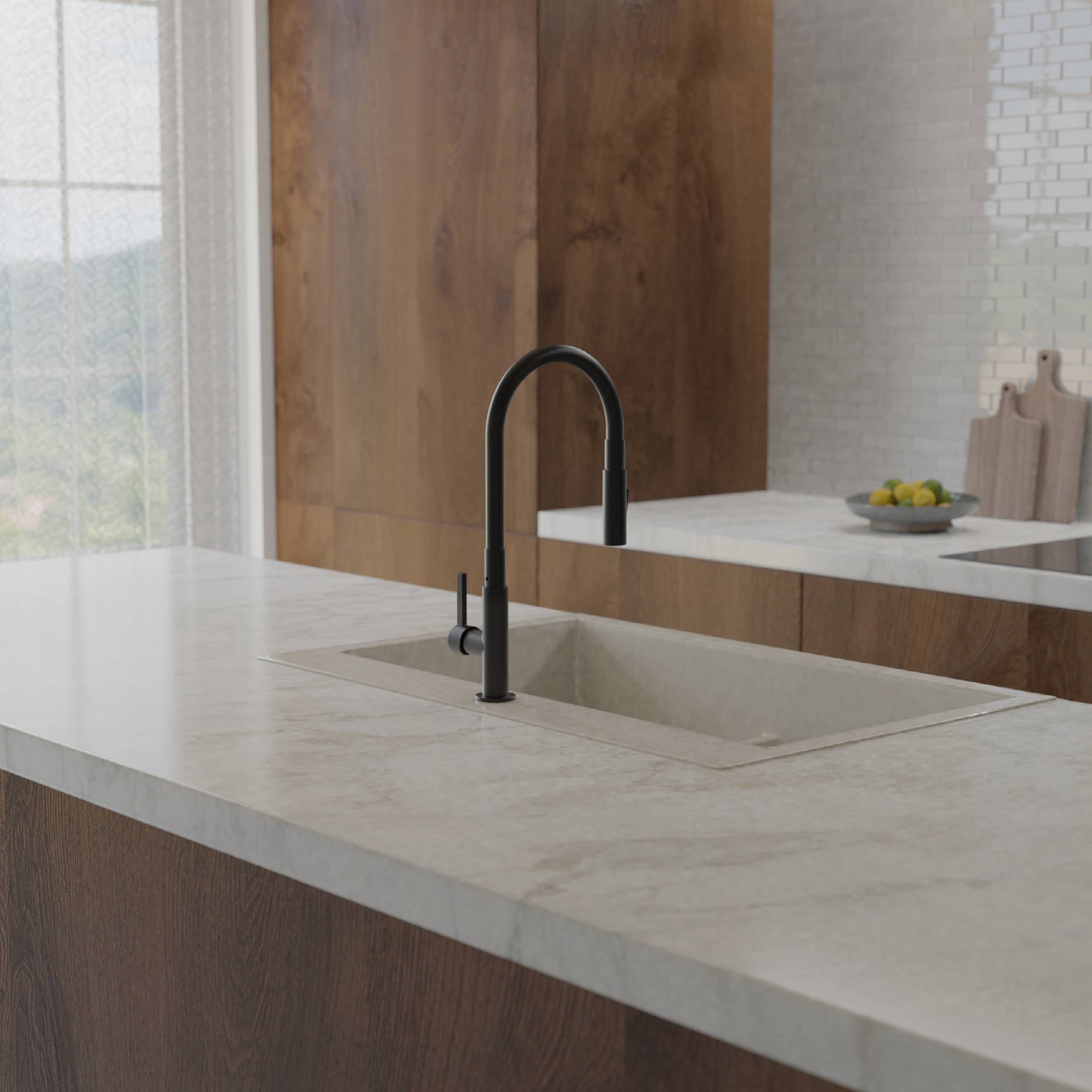 GLASGOW Spültischarmatur, Schwarz matt, mit Soft-Touch Schlauch