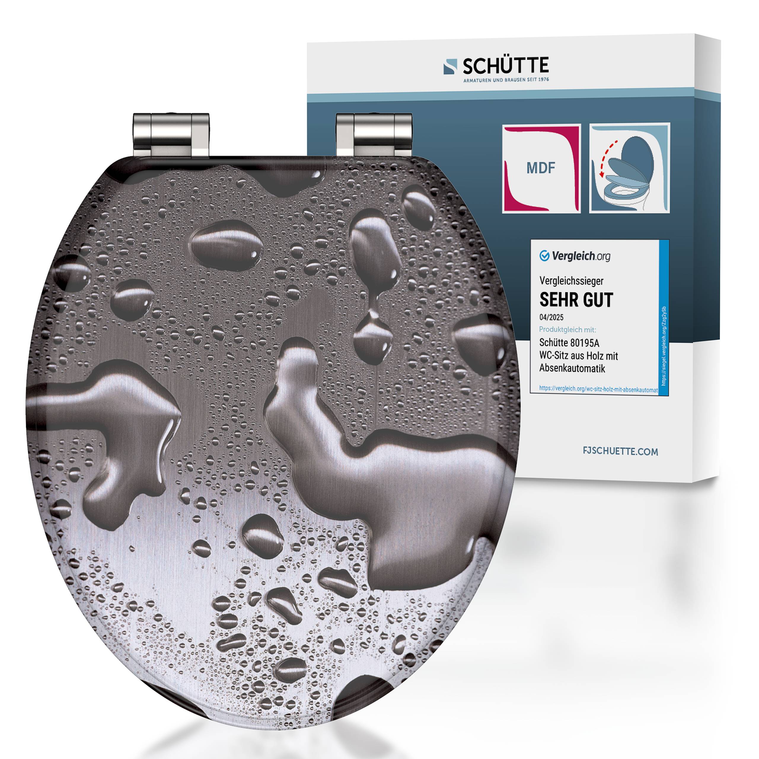 MDF WC-Sitz GREY STEEL, mit Absenkautomatik