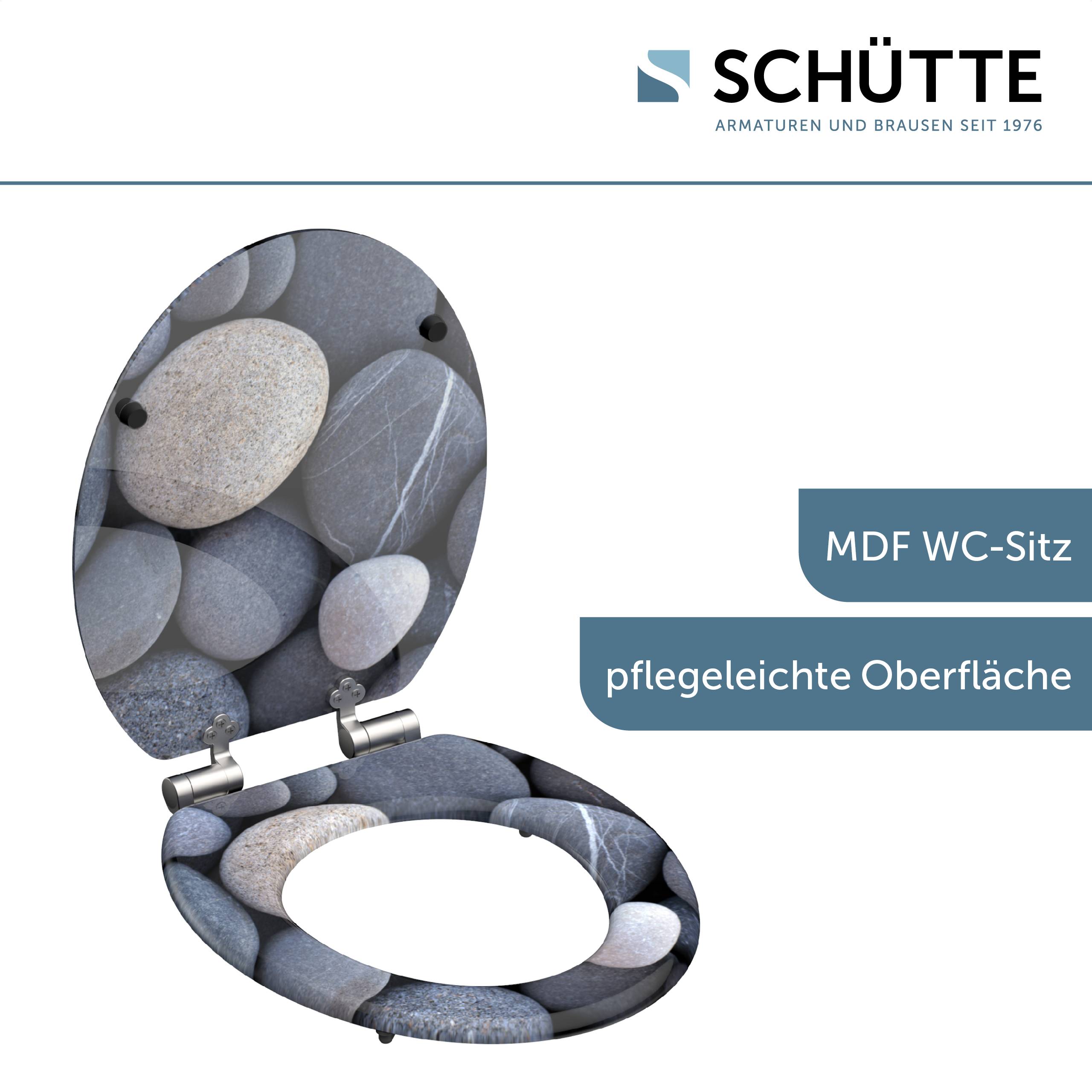 MDF WC-Sitz GREY STONES, mit Absenkautomatik