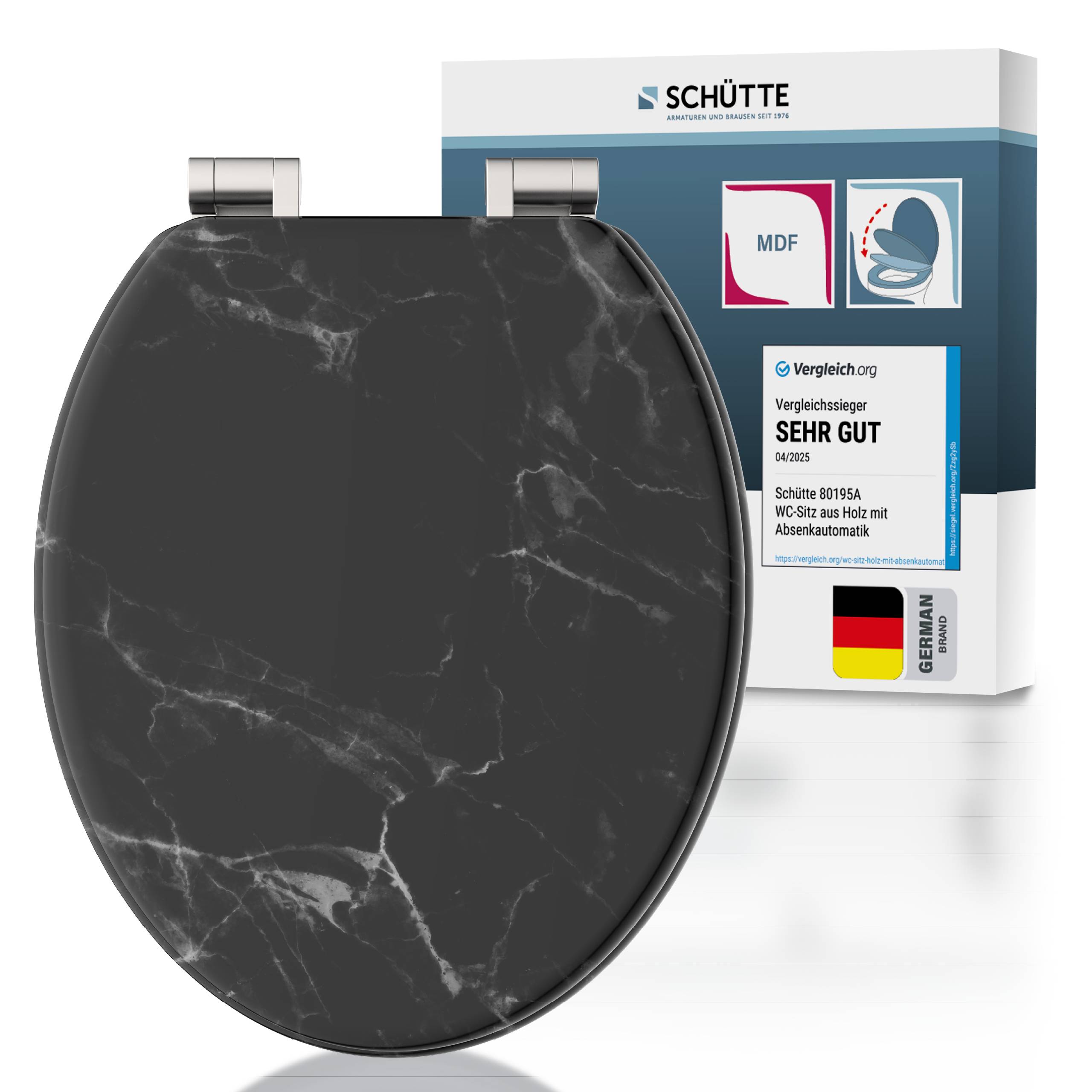 MDF WC-Sitz MARMOR BLACK, mit Absenkautomatik