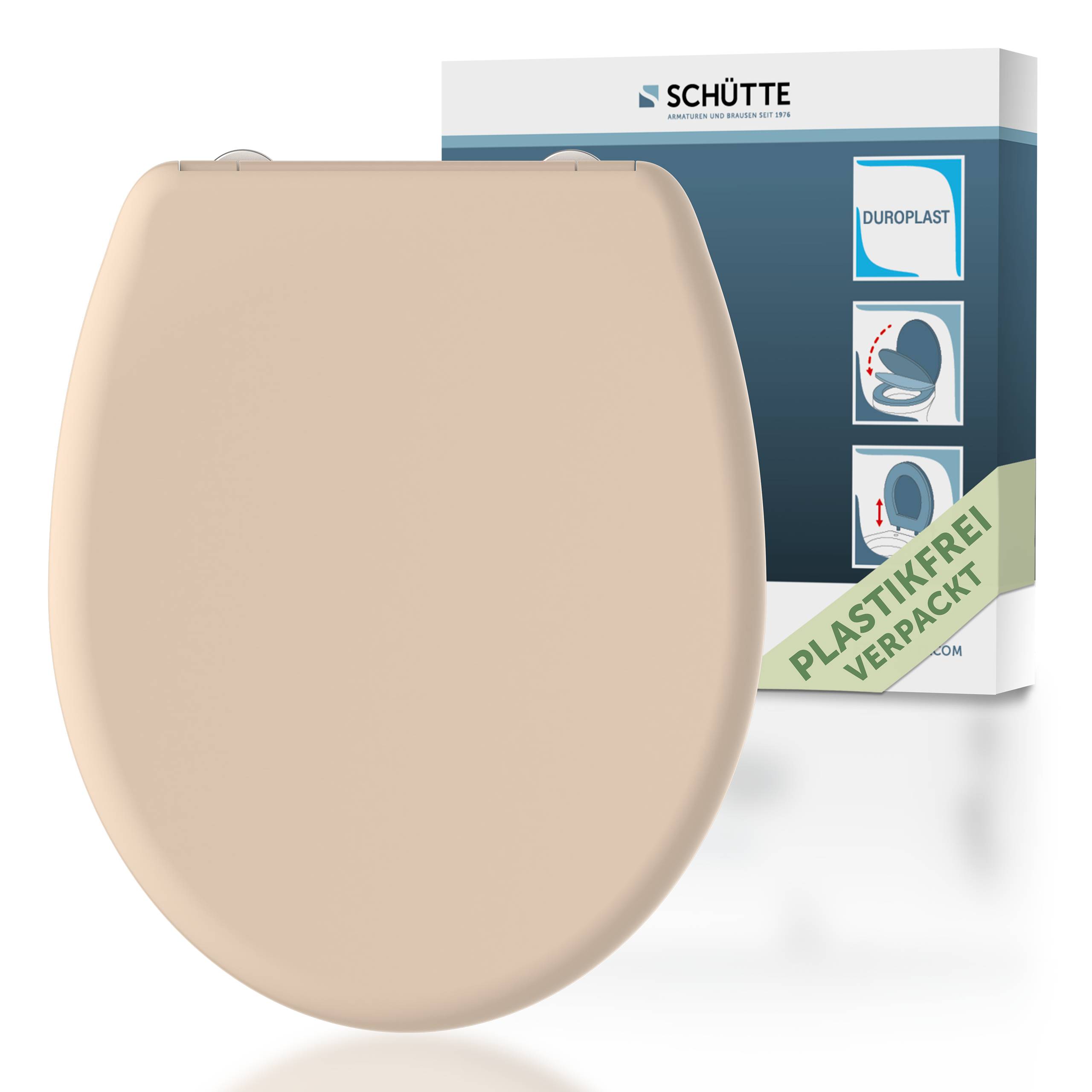 Duroplast WC-Sitz BEIGE, mit Absenkautomatik und Schnellverschluss