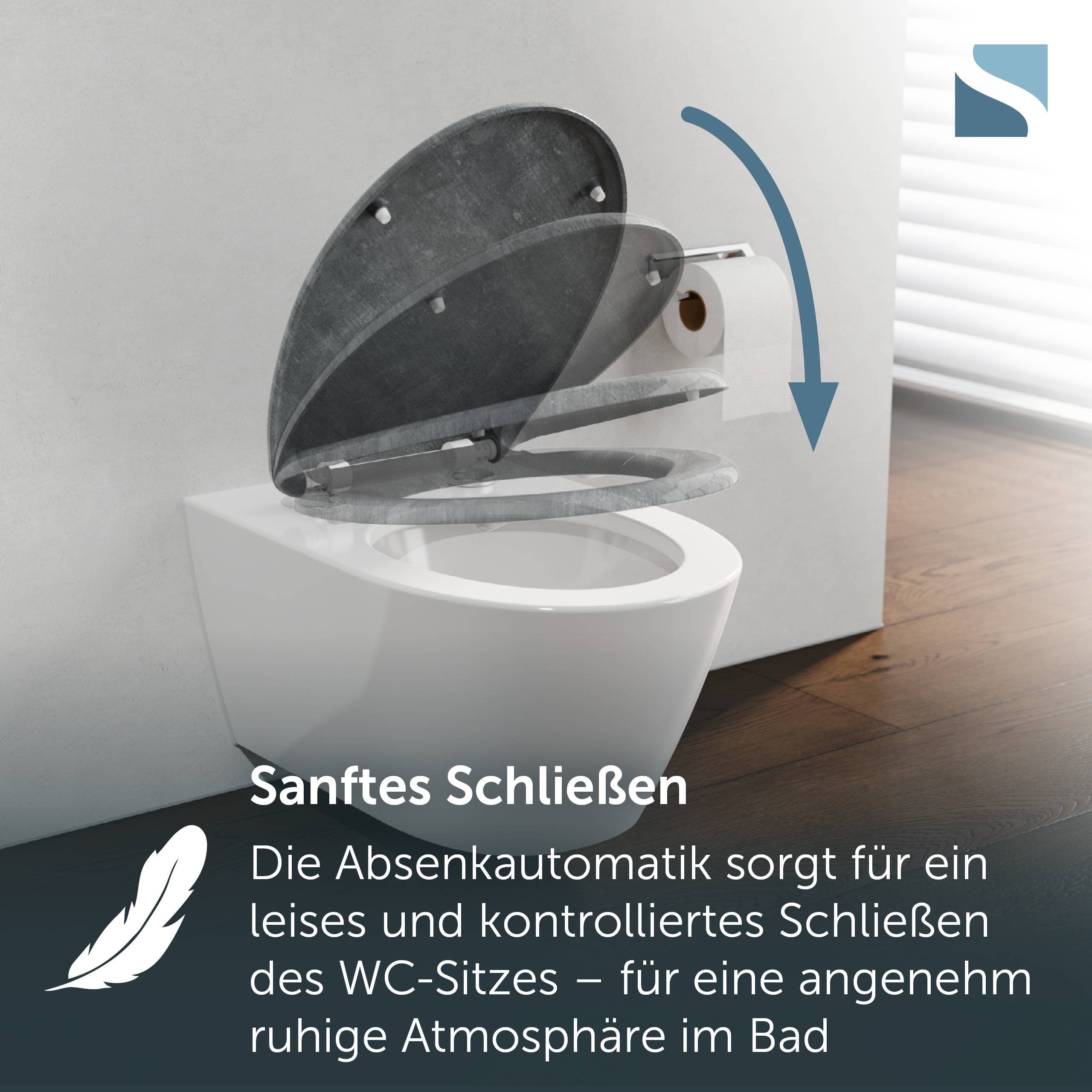 Duroplast WC-Sitz LIGHT CONCRETE, mit Absenkautomatik und Schnellverschluss