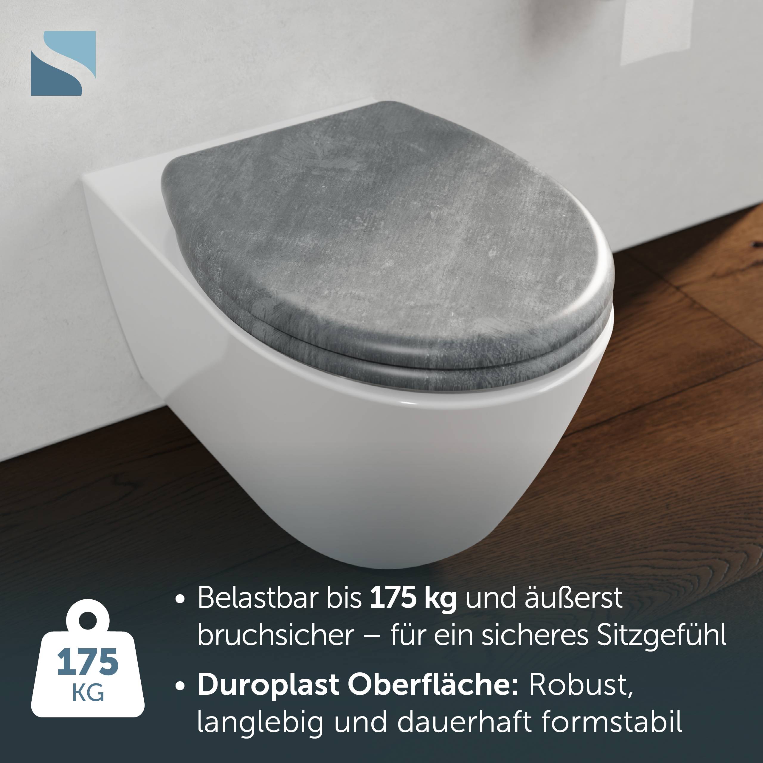 Duroplast WC-Sitz LIGHT CONCRETE, mit Absenkautomatik und Schnellverschluss