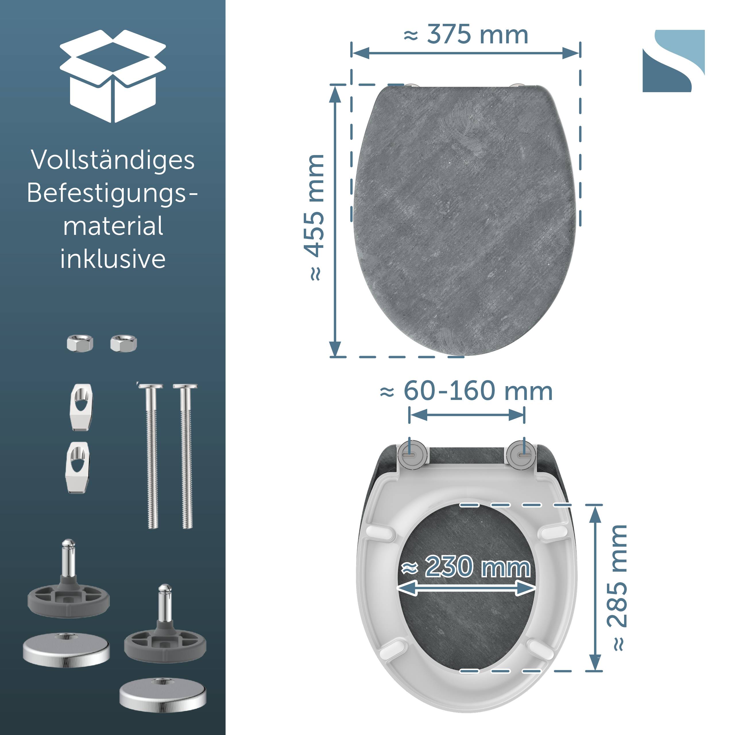 Duroplast WC-Sitz LIGHT CONCRETE, mit Absenkautomatik und Schnellverschluss