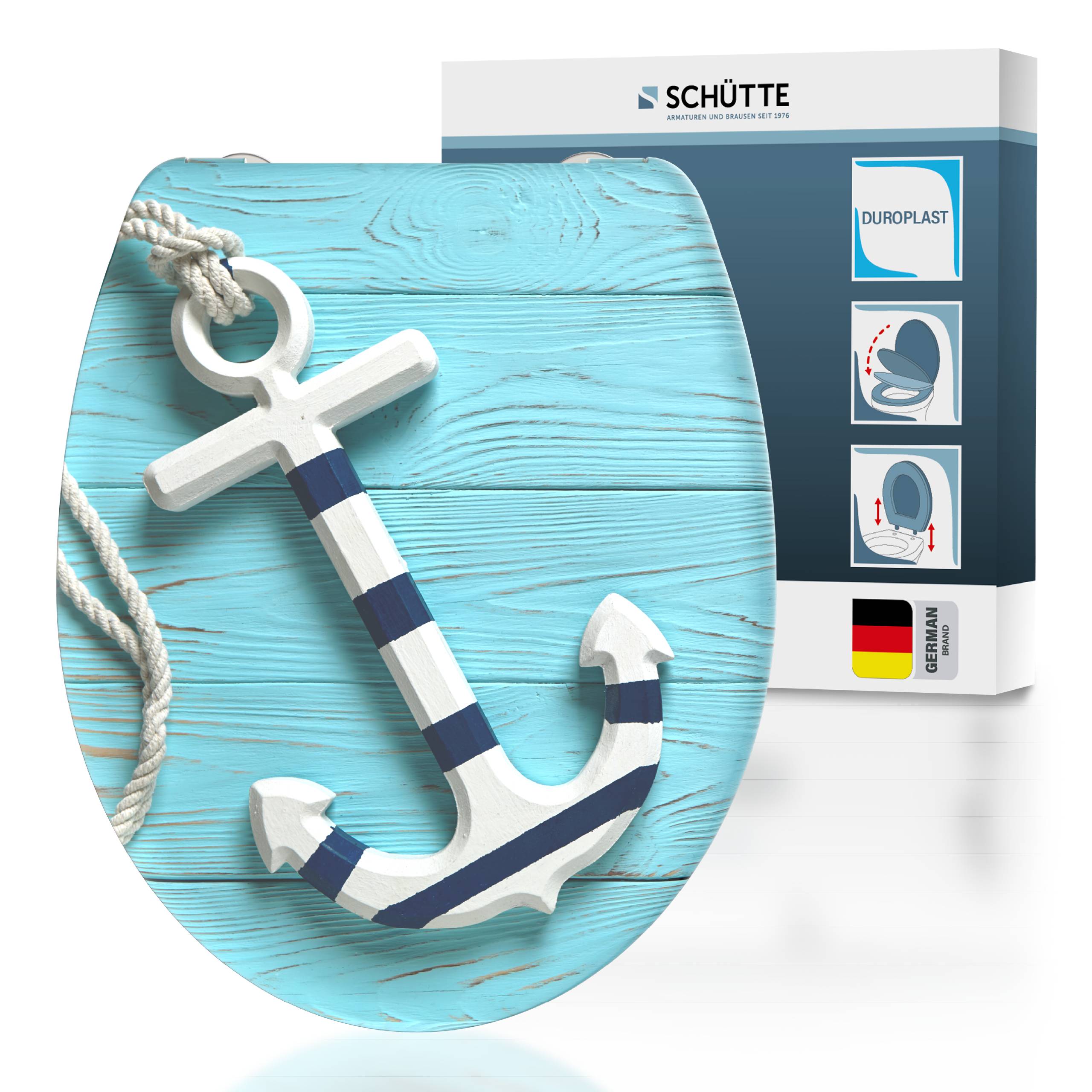 Duroplast WC-Sitz ANCHOR, mit Absenkautomatik und Schnellverschluss