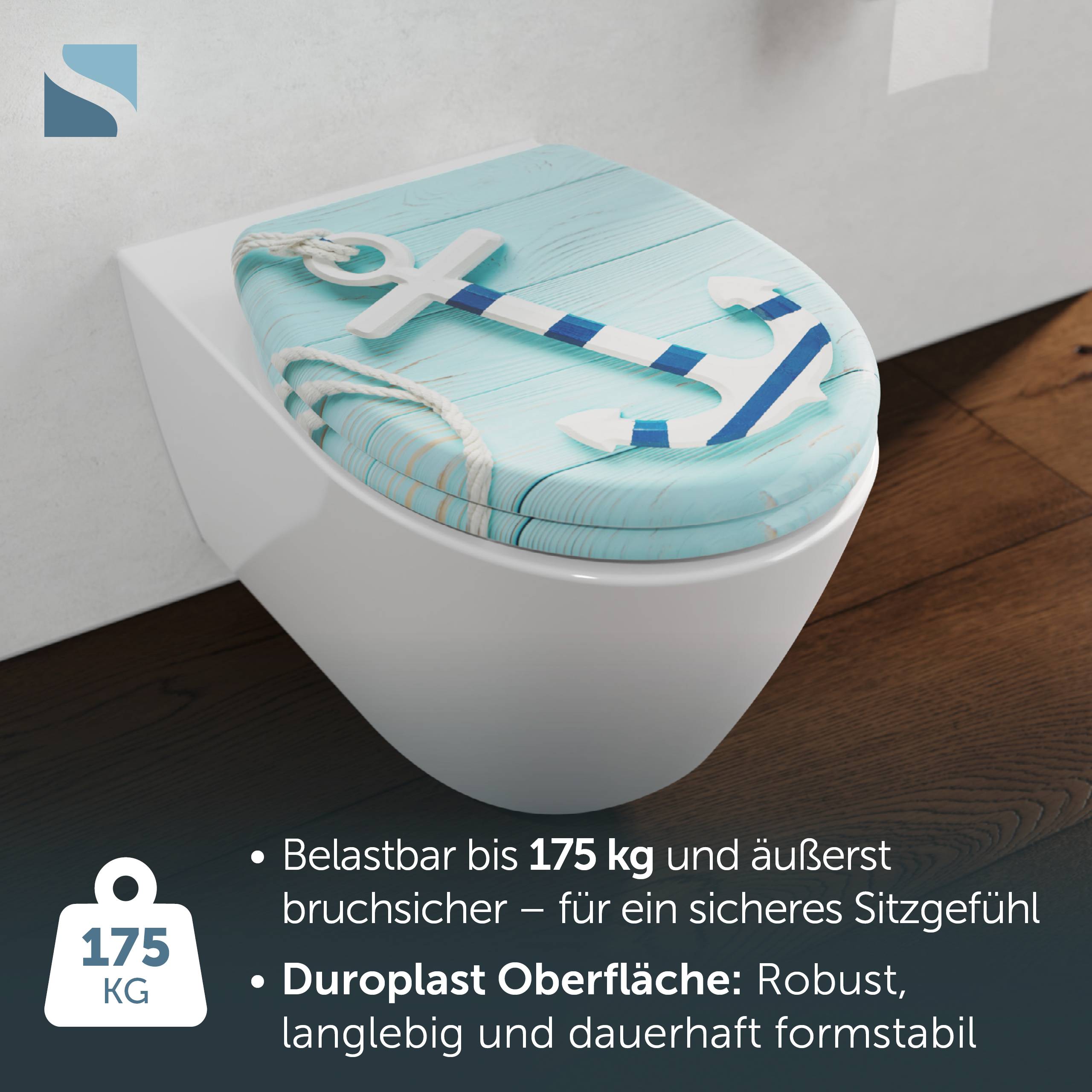 Duroplast WC-Sitz ANCHOR, mit Absenkautomatik und Schnellverschluss