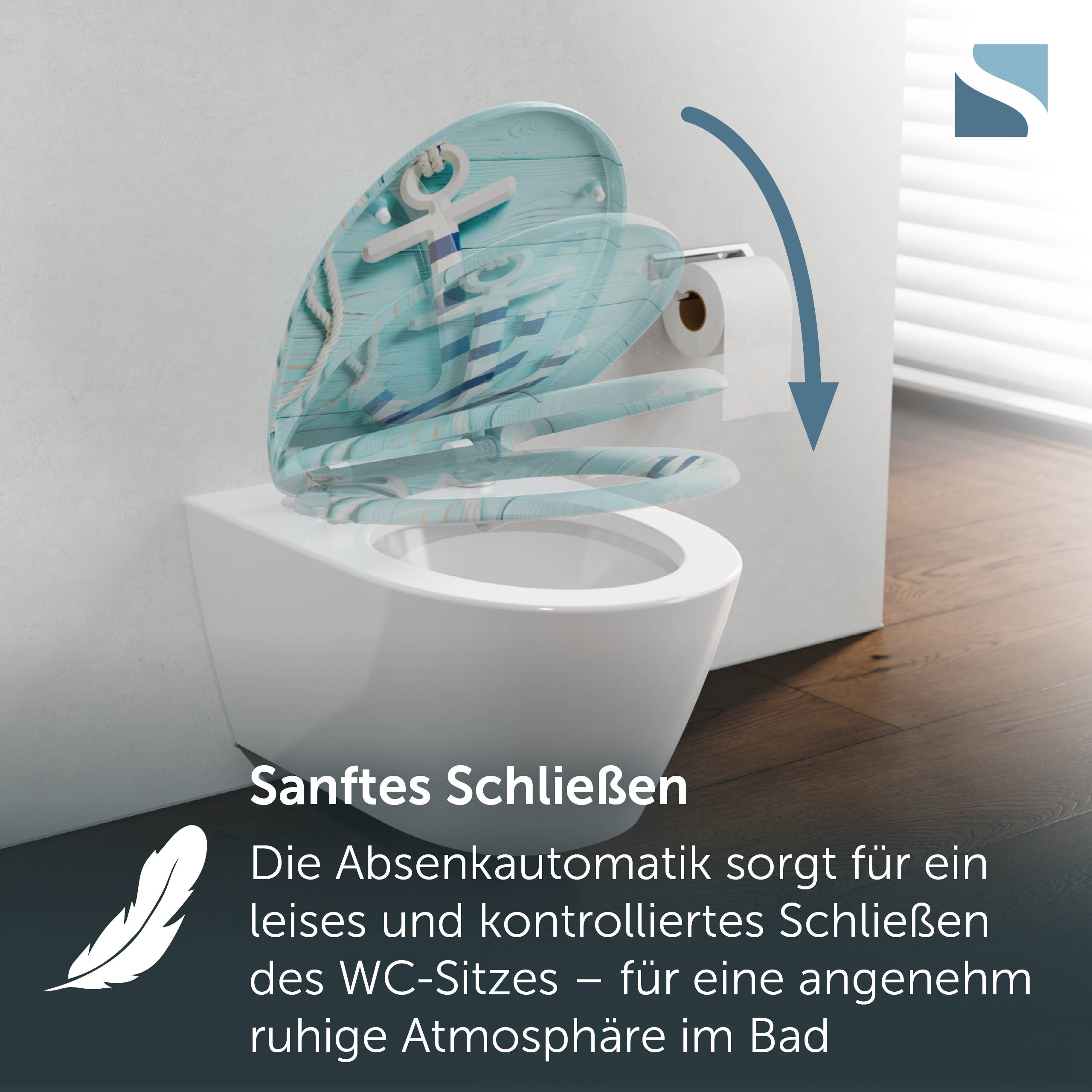 Duroplast WC-Sitz ANCHOR, mit Absenkautomatik und Schnellverschluss