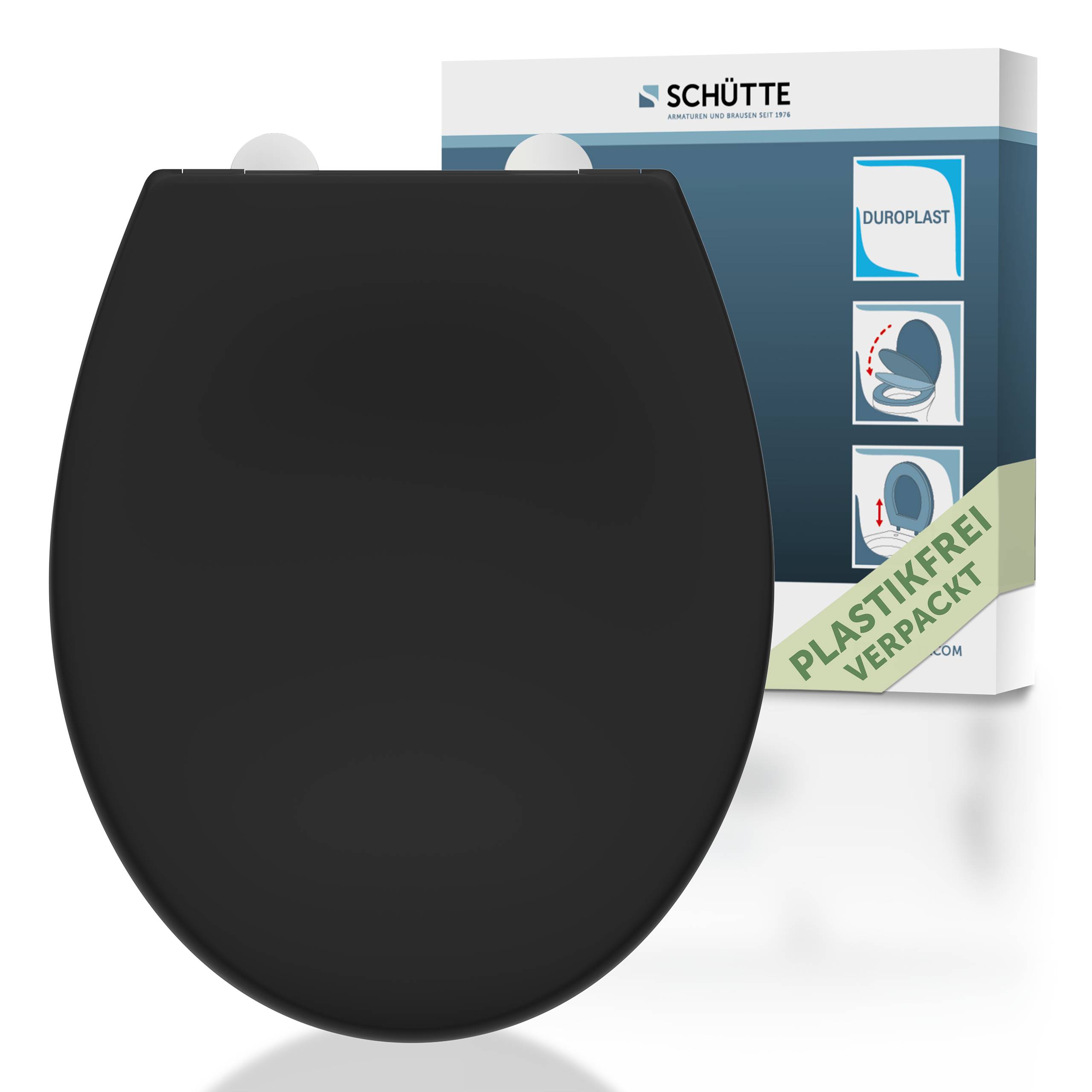 Duroplast WC-Sitz BLACK, mit Absenkautomatik und Schnellverschluss