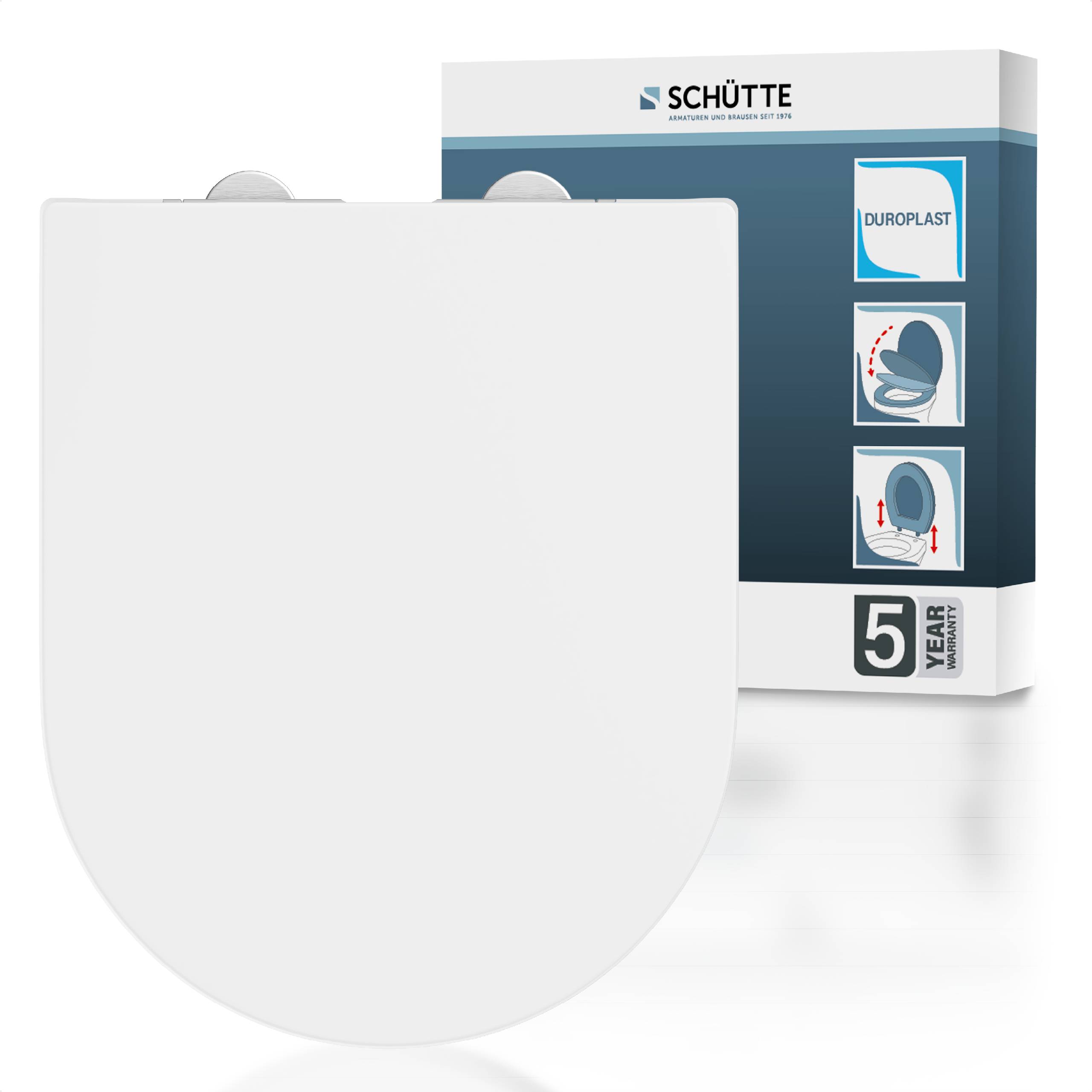 Duroplast WC-Sitz D-Form WHITE, PREMIUM, mit Absenkautomatik und Schnellverschluss