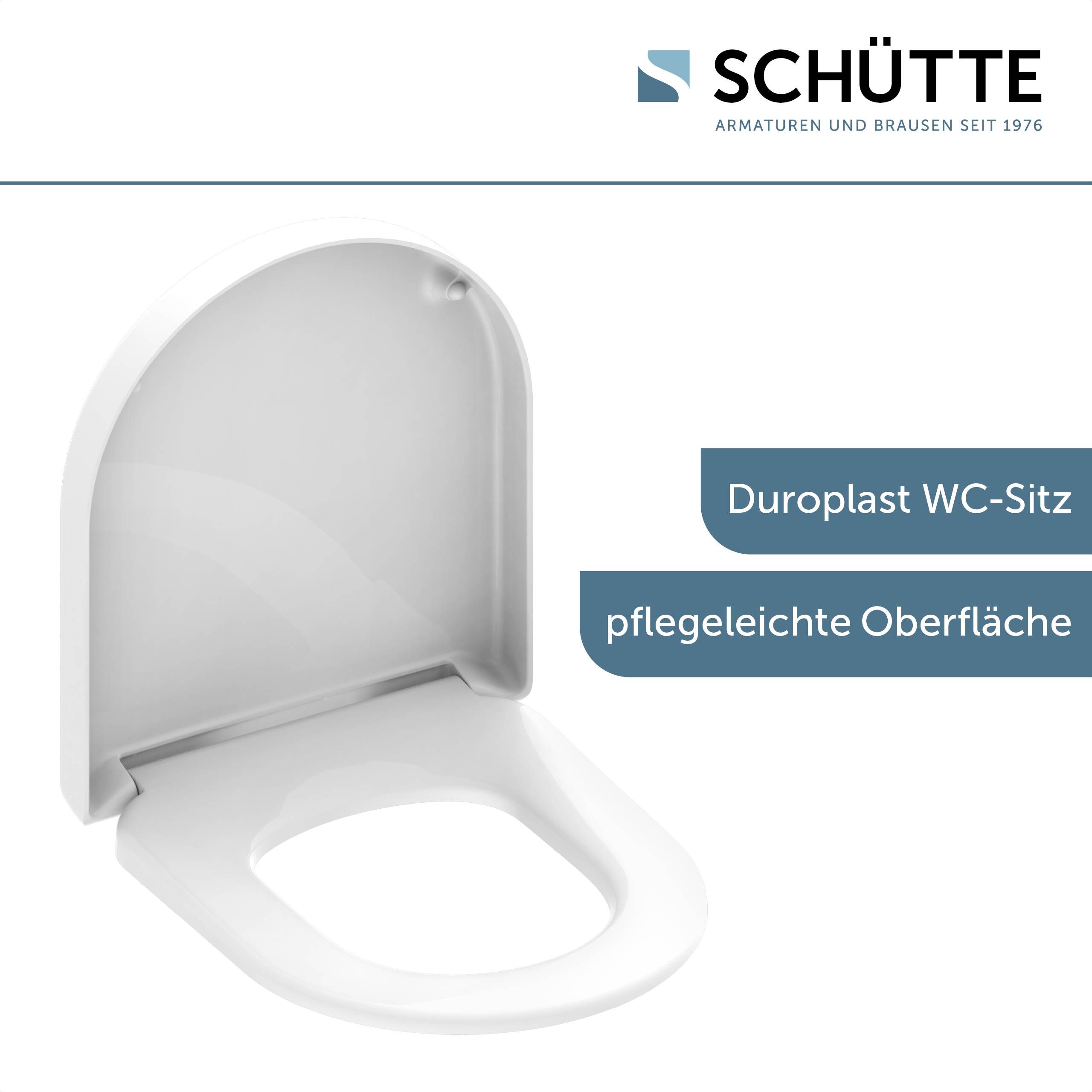 Duroplast WC-Sitz WHITE, D-Form, PRO 2, mit Absenkautomatik und Schnellverschluss