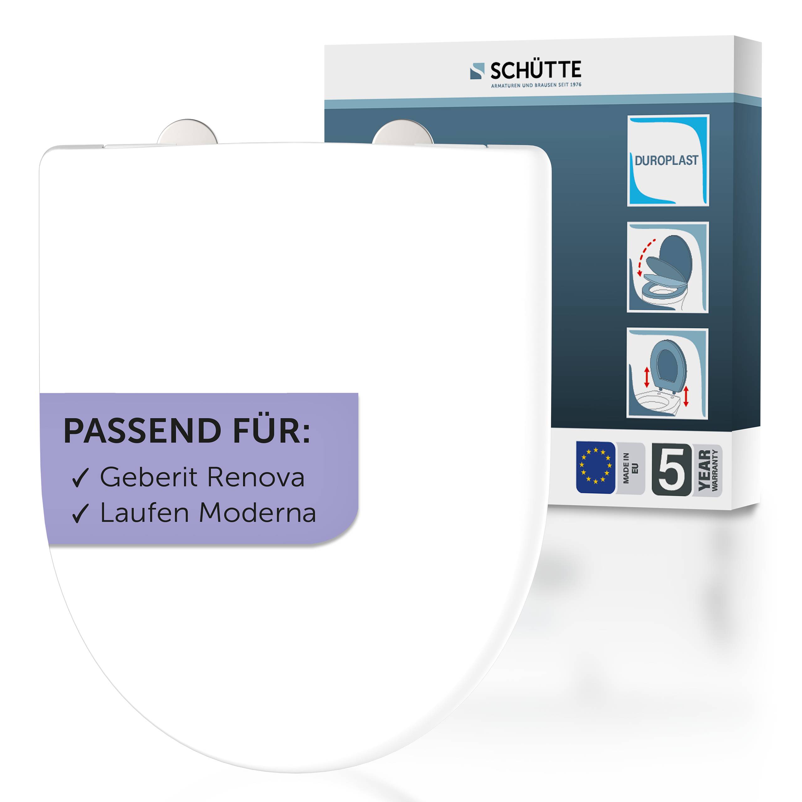 Duroplast WC-Sitz WHITE, D-Form, PRO 3, mit Absenkautomatik und Schnellverschluss