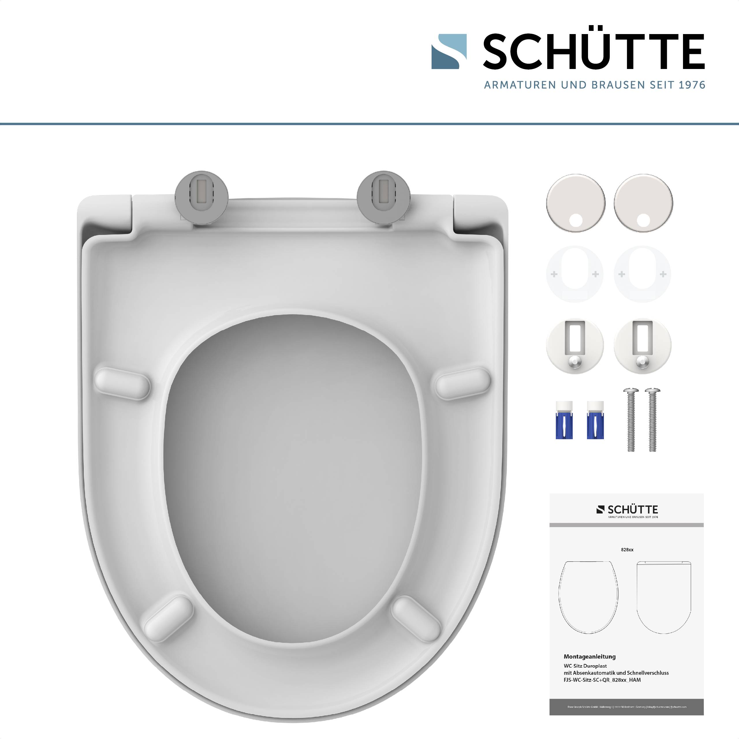 Duroplast WC-Sitz WHITE, D-Form, PRO 3, mit Absenkautomatik und Schnellverschluss