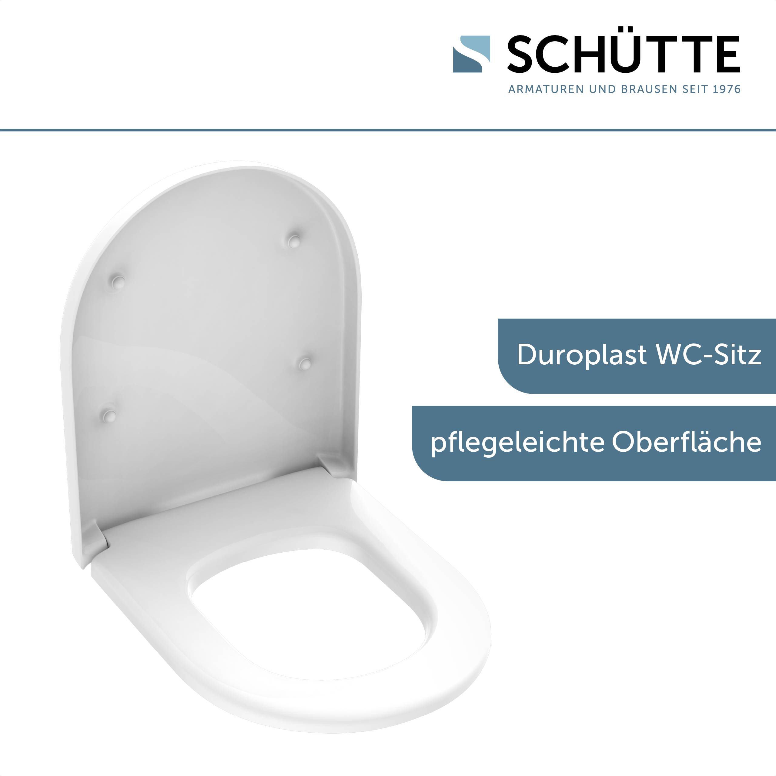 Duroplast WC-Sitz WHITE, D-Form, PRO 5, mit Absenkautomatik und Schnellverschluss