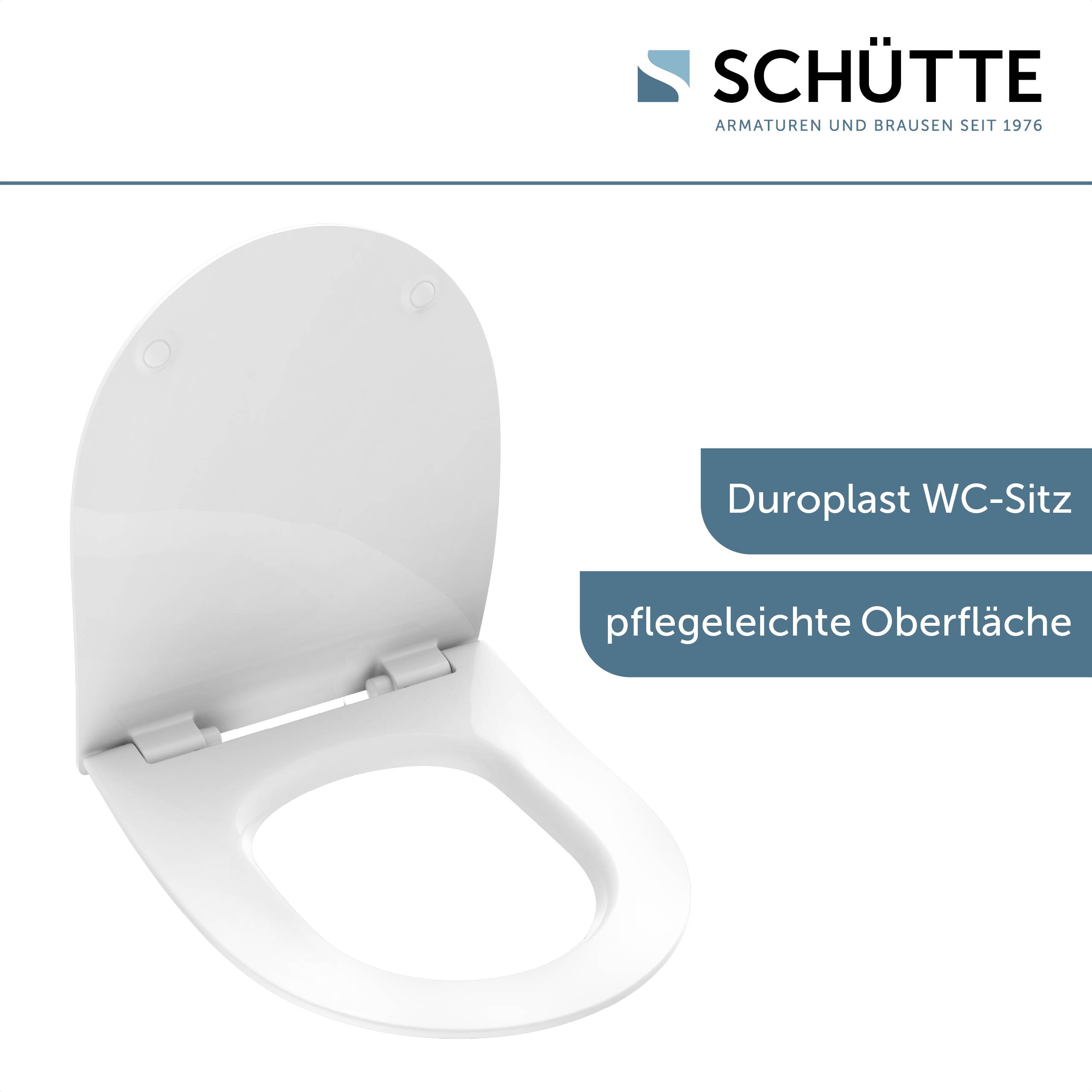 Duroplast WC-Sitz WHITE, D-Form, PRO 6, mit Absenkautomatik und Schnellverschluss