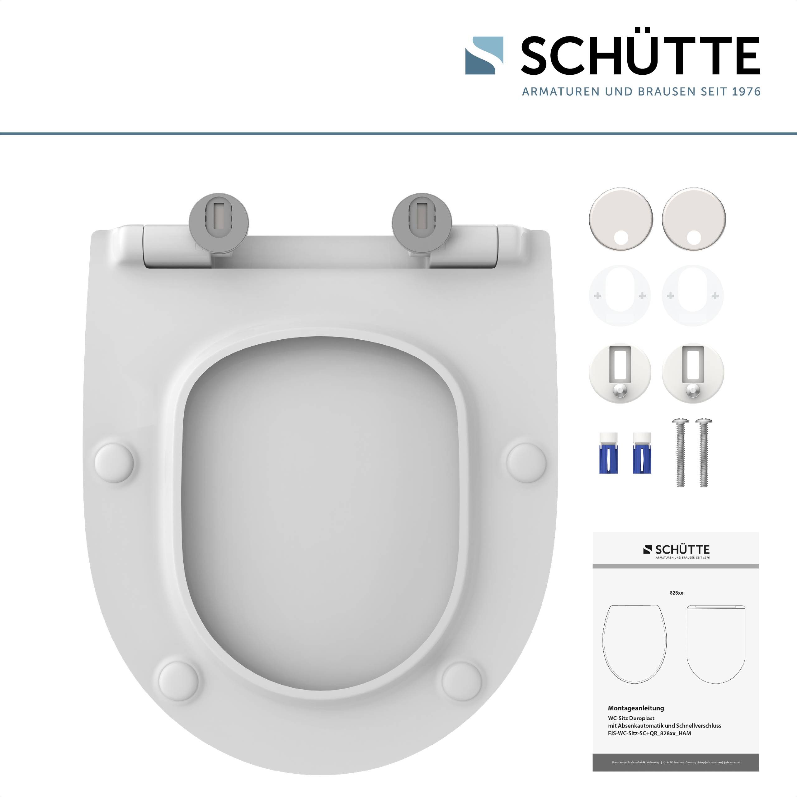 Duroplast WC-Sitz WHITE, D-Form, PRO 6, mit Absenkautomatik und Schnellverschluss
