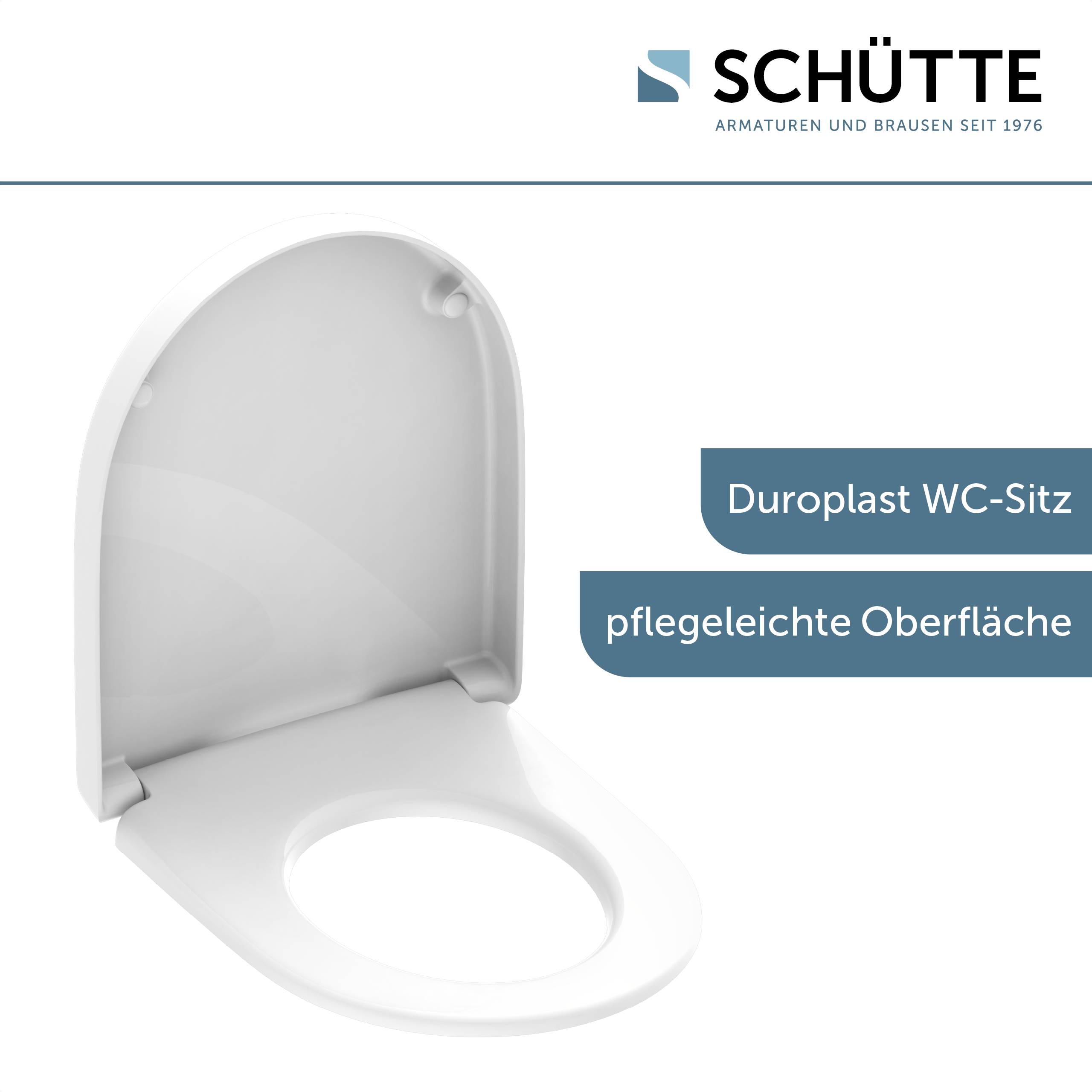 Duroplast WC-Sitz WHITE, D-Form, PRO 7, mit Absenkautomatik und Schnellverschluss