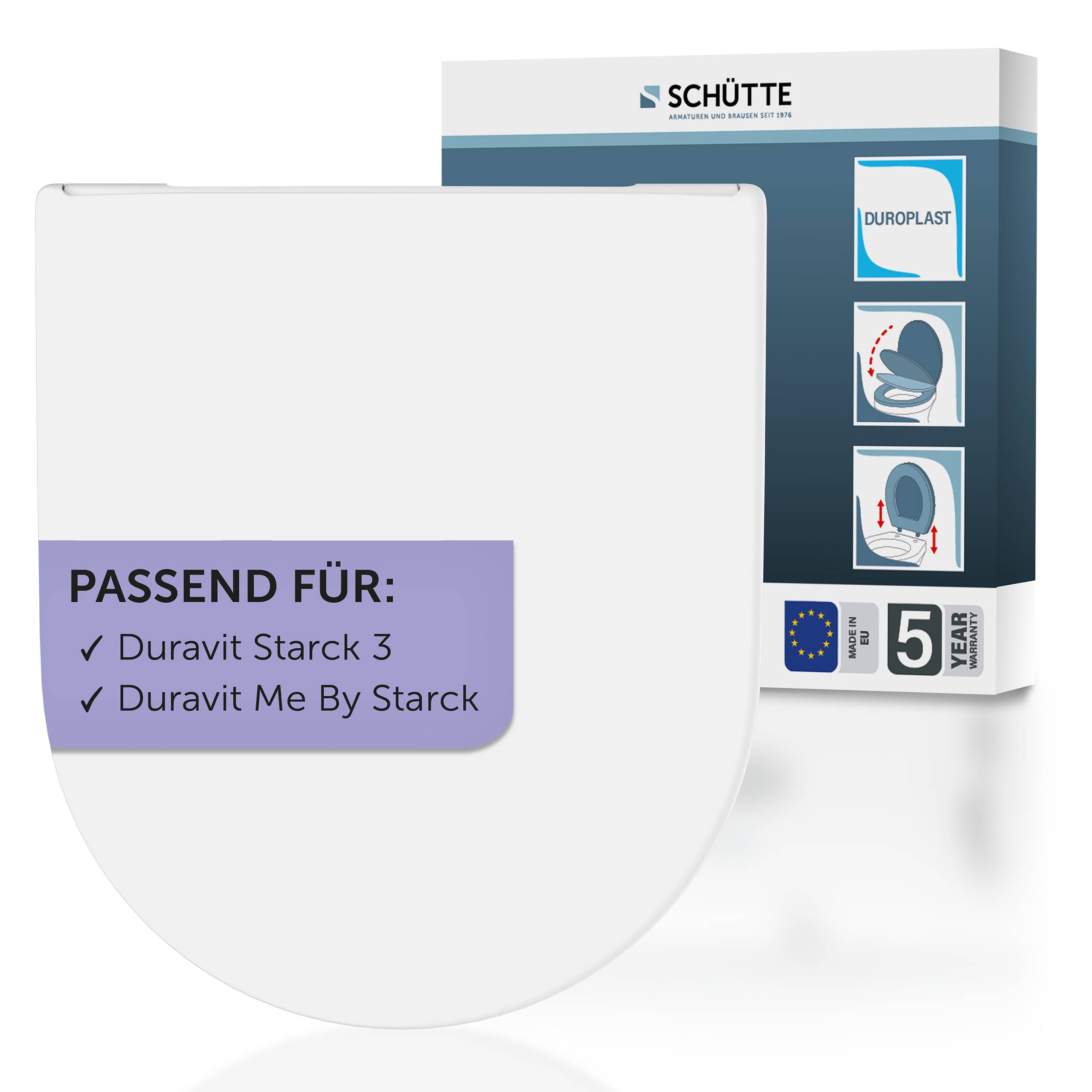 Duroplast WC-Sitz WHITE, D-Form, PRO 8, mit Absenkautomatik und Schnellverschluss