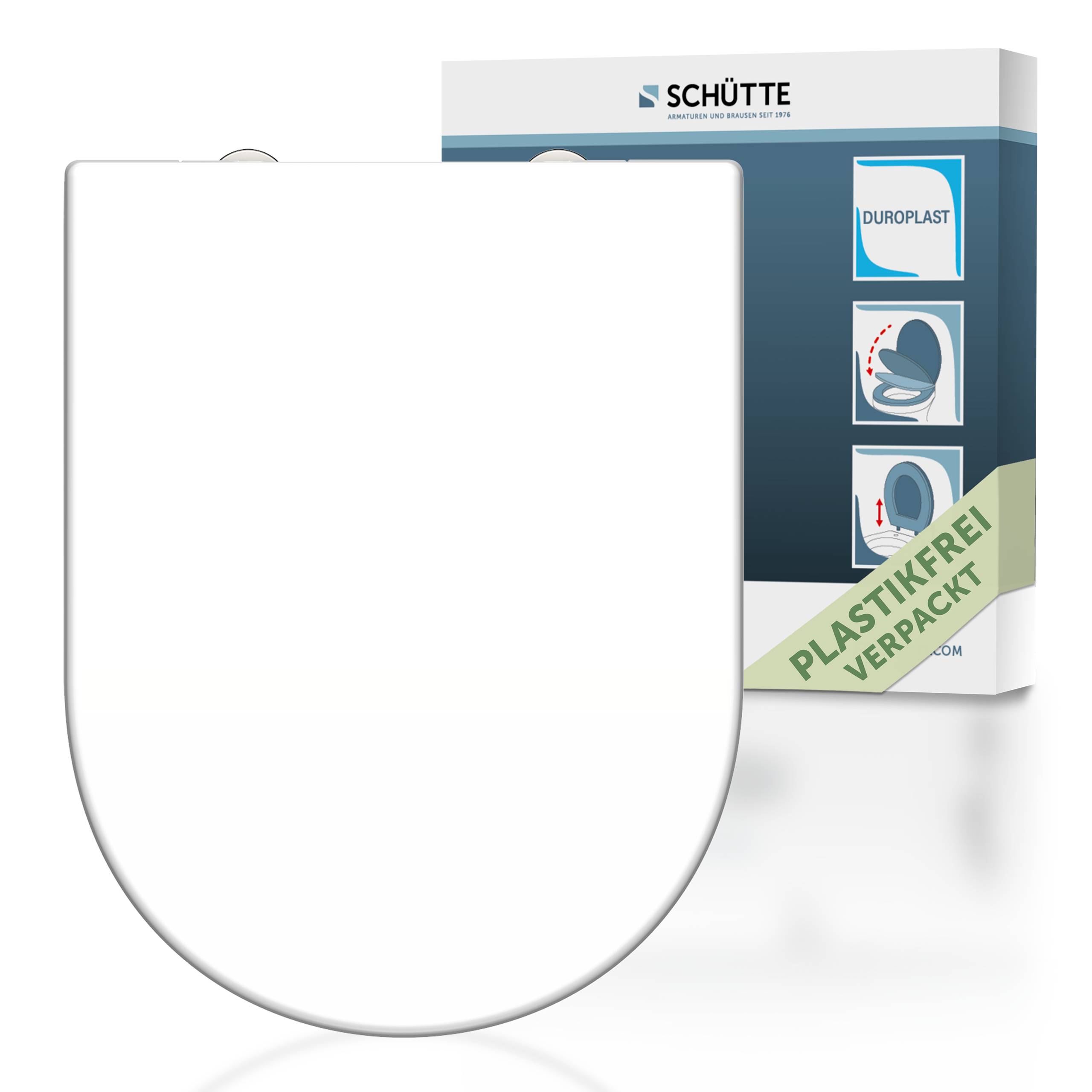 Duroplast WC-Sitz WHITE, D-Form, mit Absenkautomatik und Schnellverschluss