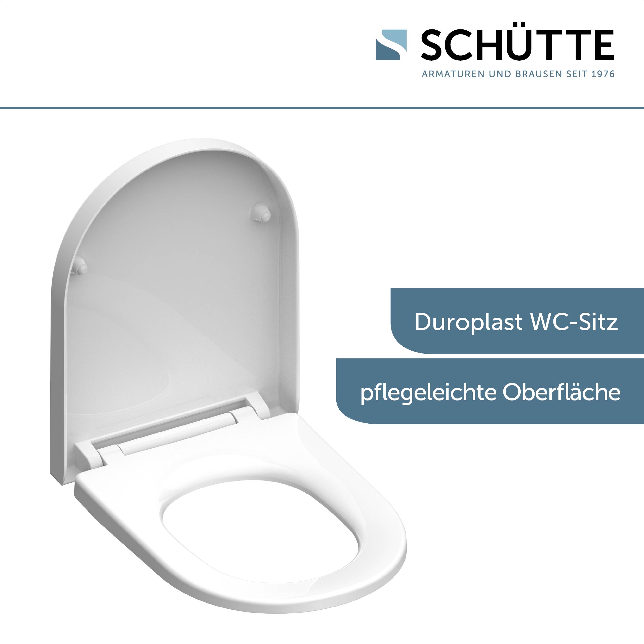 Duroplast WC-Sitz WHITE, D-Form, mit Absenkautomatik und Schnellverschluss