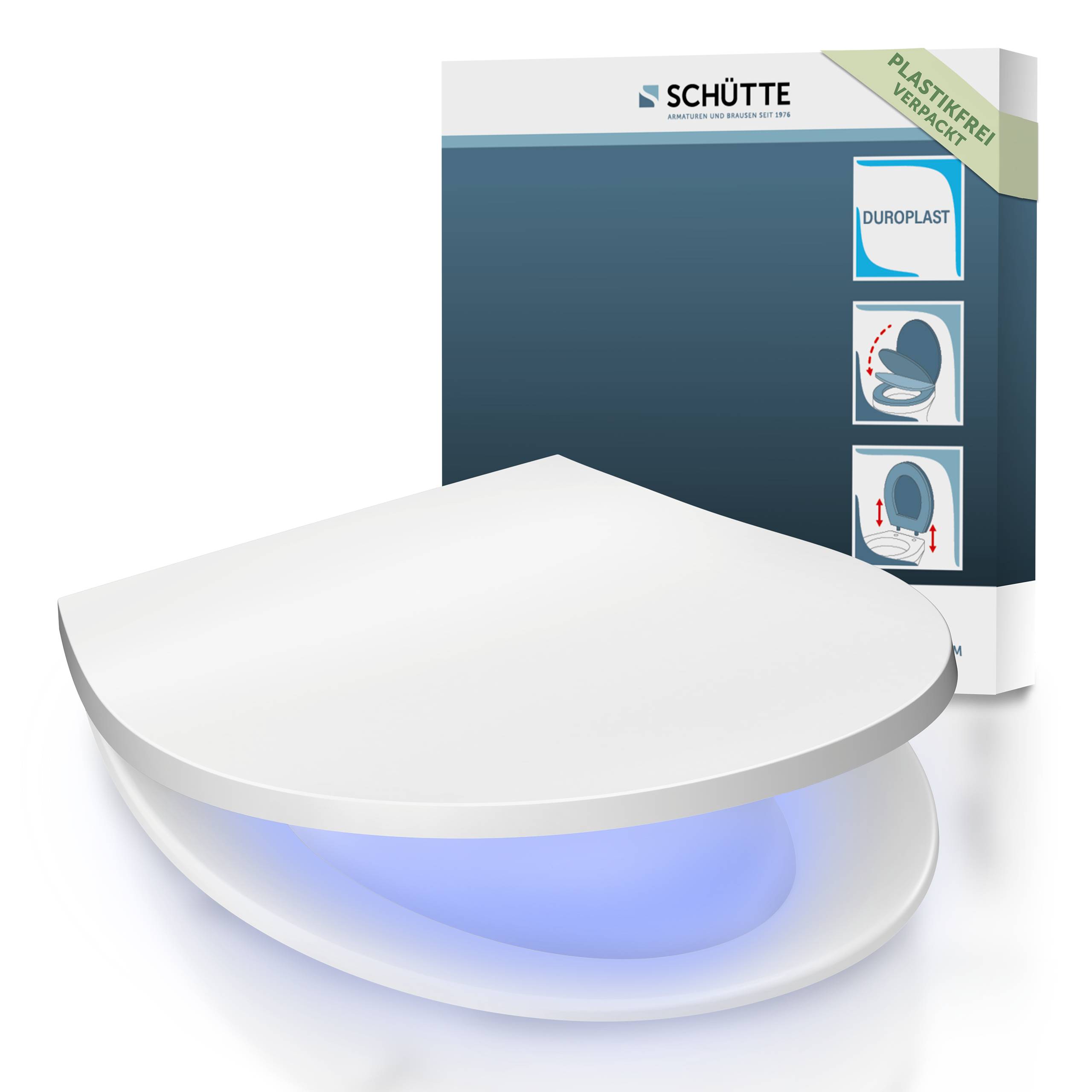 Duroplast WC-Sitz, mit LED Nachtlicht, mit Absenkautomatik und Schnellverschluss