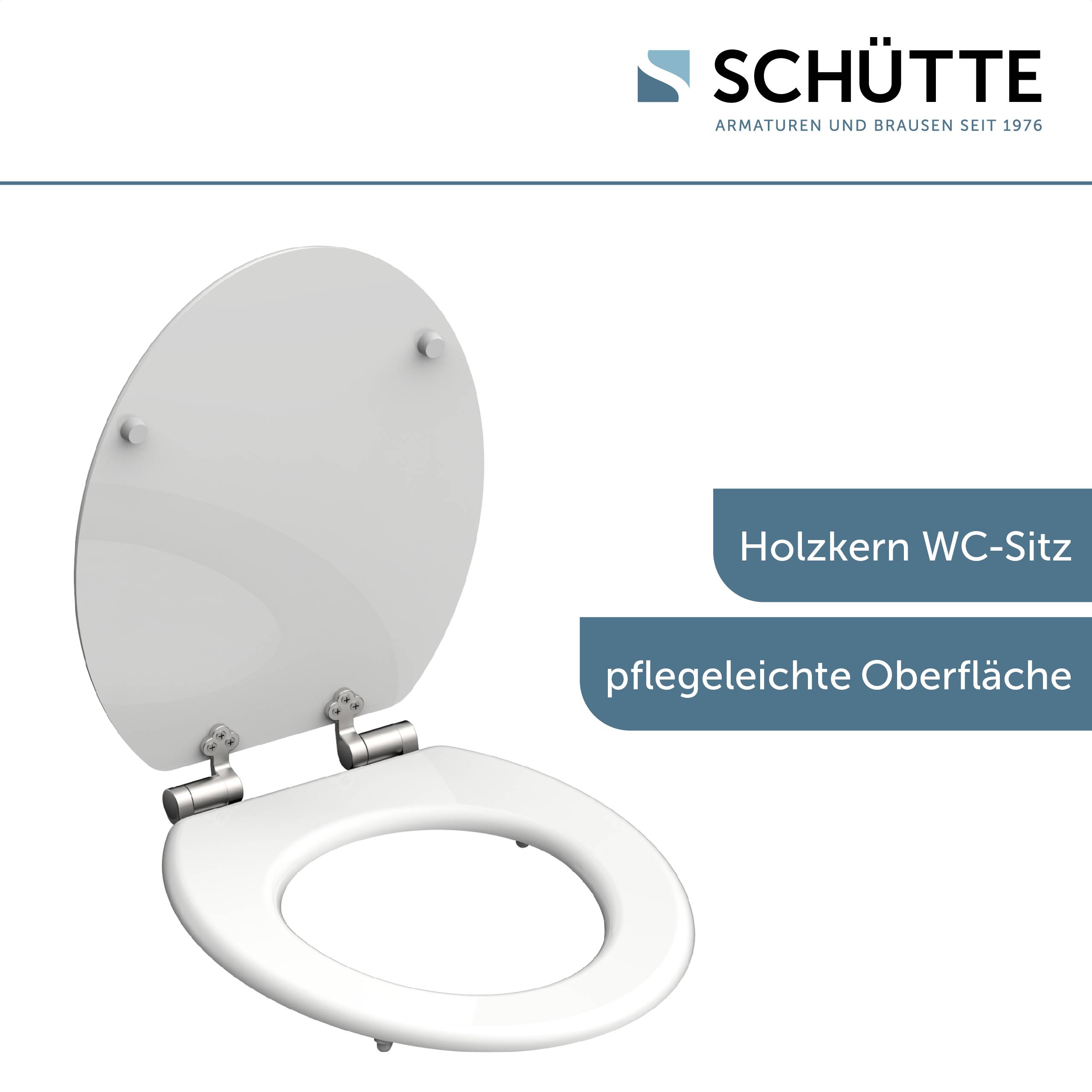 Holzkern WC-Sitz WHITE, mit Absenkautomatik
