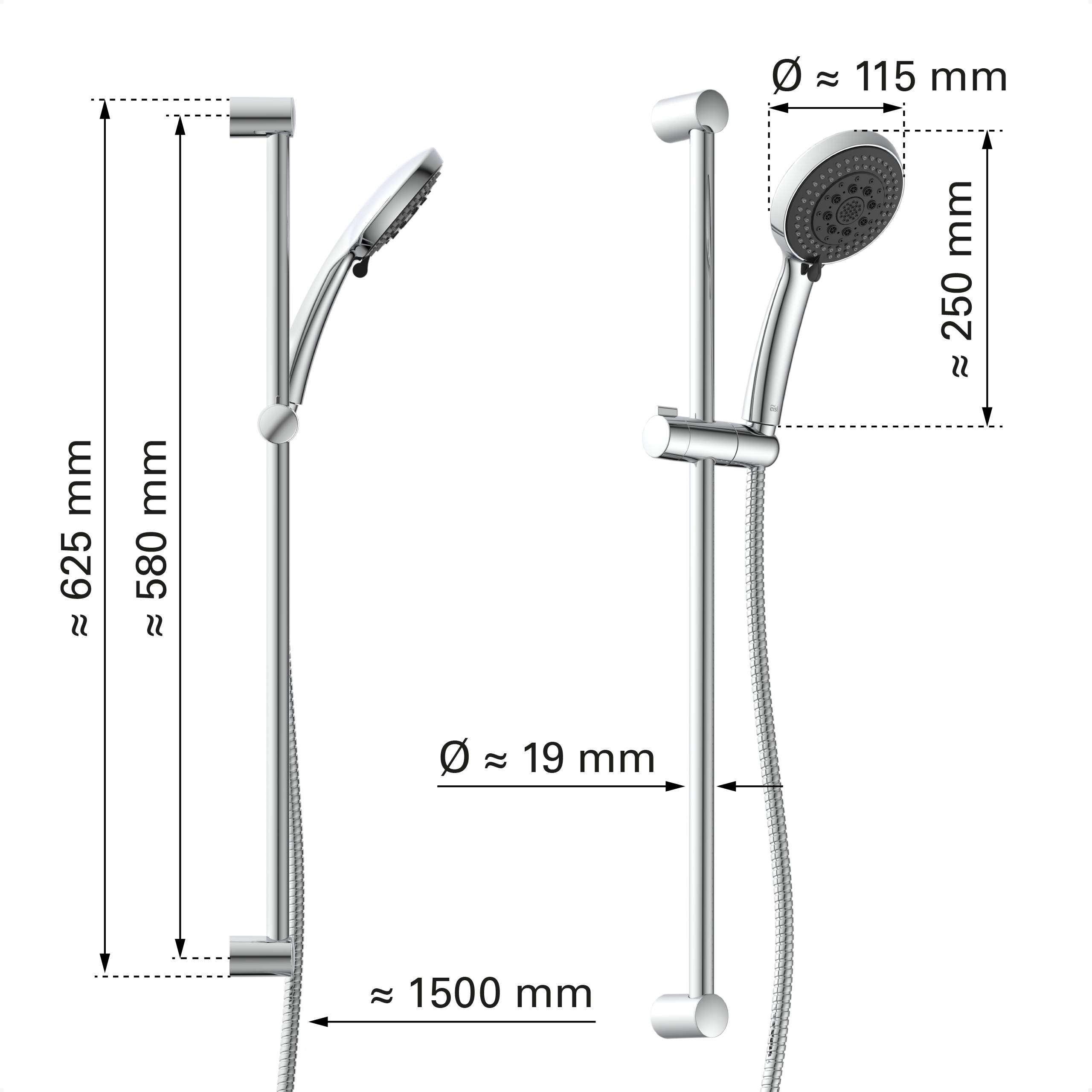 SPEED Stangenbrause-Set, Chrom