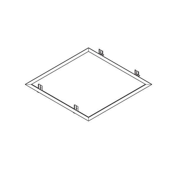 Ein 3D-Schaltplan einer quadratischen Rahmenkonsole mit Eckstützen, die für Montage- oder Strukturanwendungen verwendet wird.