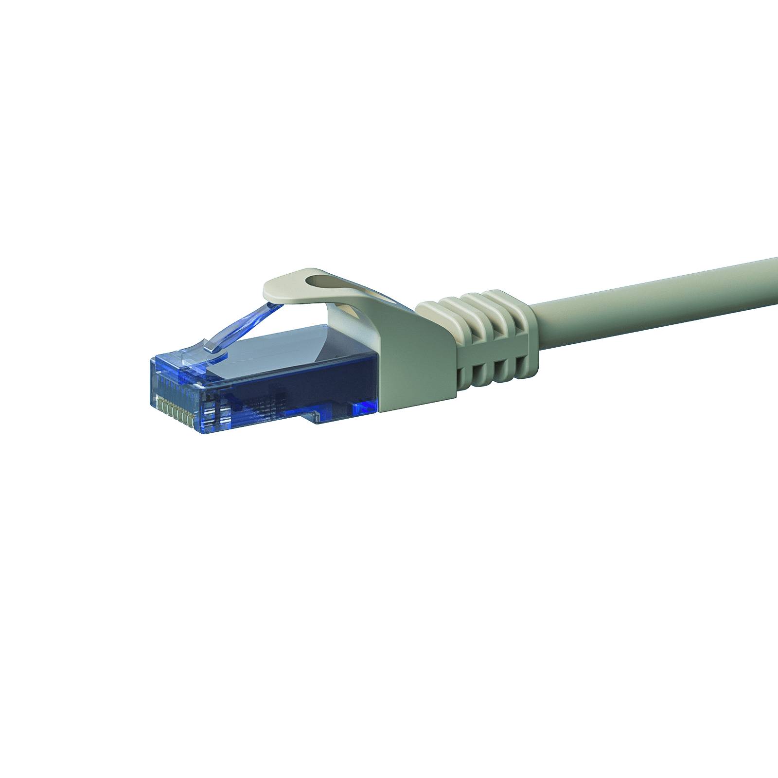 Ein Ethernet-Kabel mit einem blauen Stecker wird vor einem schwarzen Hintergrund gezeigt und symbolisiert Netzwerk- und Datenverbindung.