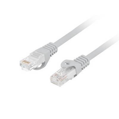 Zwei graue Ethernet-Kabel mit Standard-RJ-45-Steckern auf weißem Hintergrund.