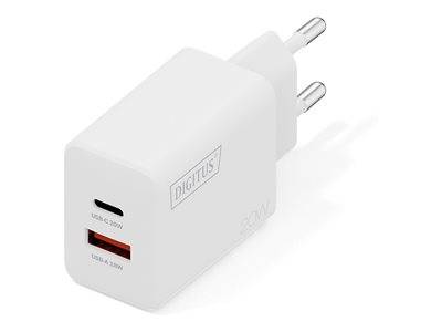 DIGITUS USB-Ladegerät 20W, 1x USB-C, 1x USB-A weiß Multimedia-Technik Ladegerät