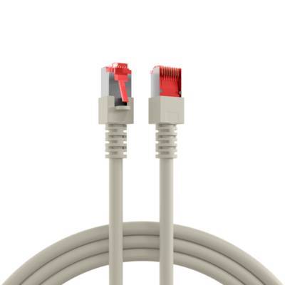 Zwei beigefarbene Ethernet-Kabel mit roten Steckern nebeneinander auf weißem Hintergrund.