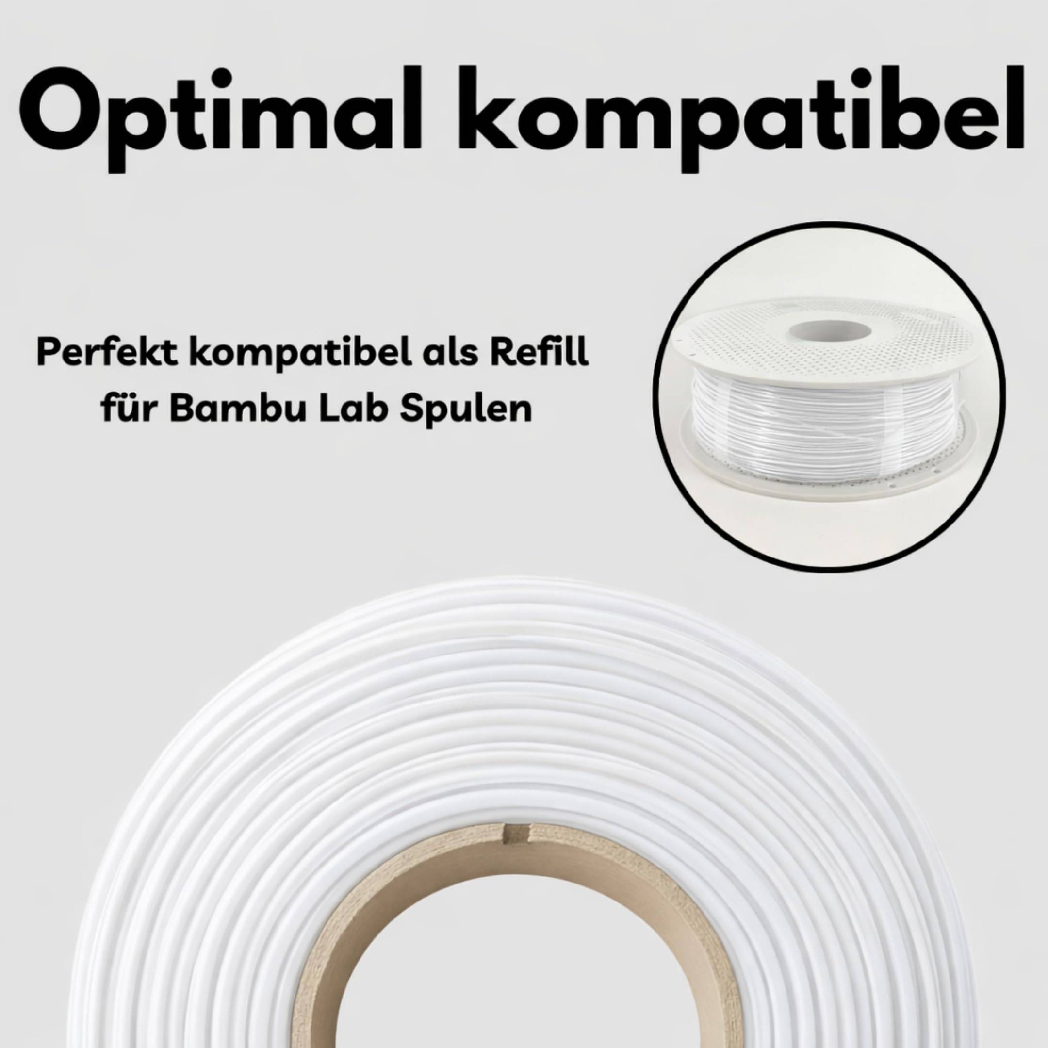 10kg passend für Bambu Lab Refill Filament PETG-HF I 10x 1kg Spule 3D Drucker kompatibel mit Bambulab Leerspule Mit Notch für AMS AMS2 P2S, H2D, H2S