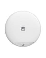 Ein weißes kreisförmiges Huawei-Gerät mit einem Logo in der Mitte, das einem Rauchmelder oder intelligenten Haushaltsgerät ähnelt.