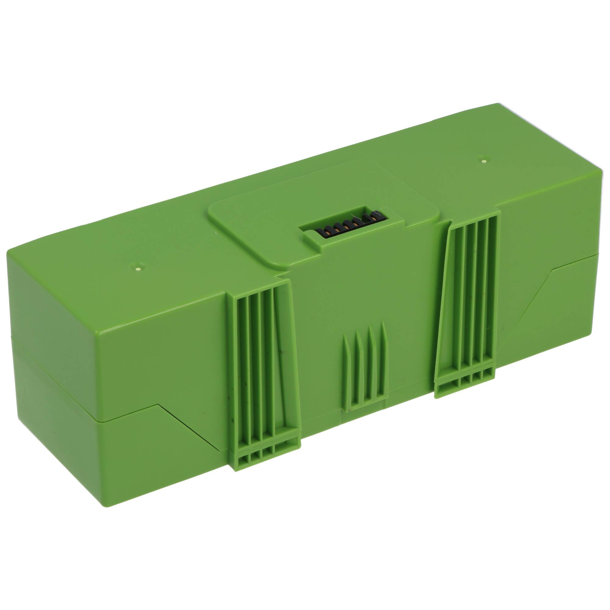 Ein grünes elektronisches Modul mit gerippten Seitenflächen und einer Reihe von Steckerkontakten an der Oberseite, entwickelt für die Integration in industrielle oder elektronische Systeme.