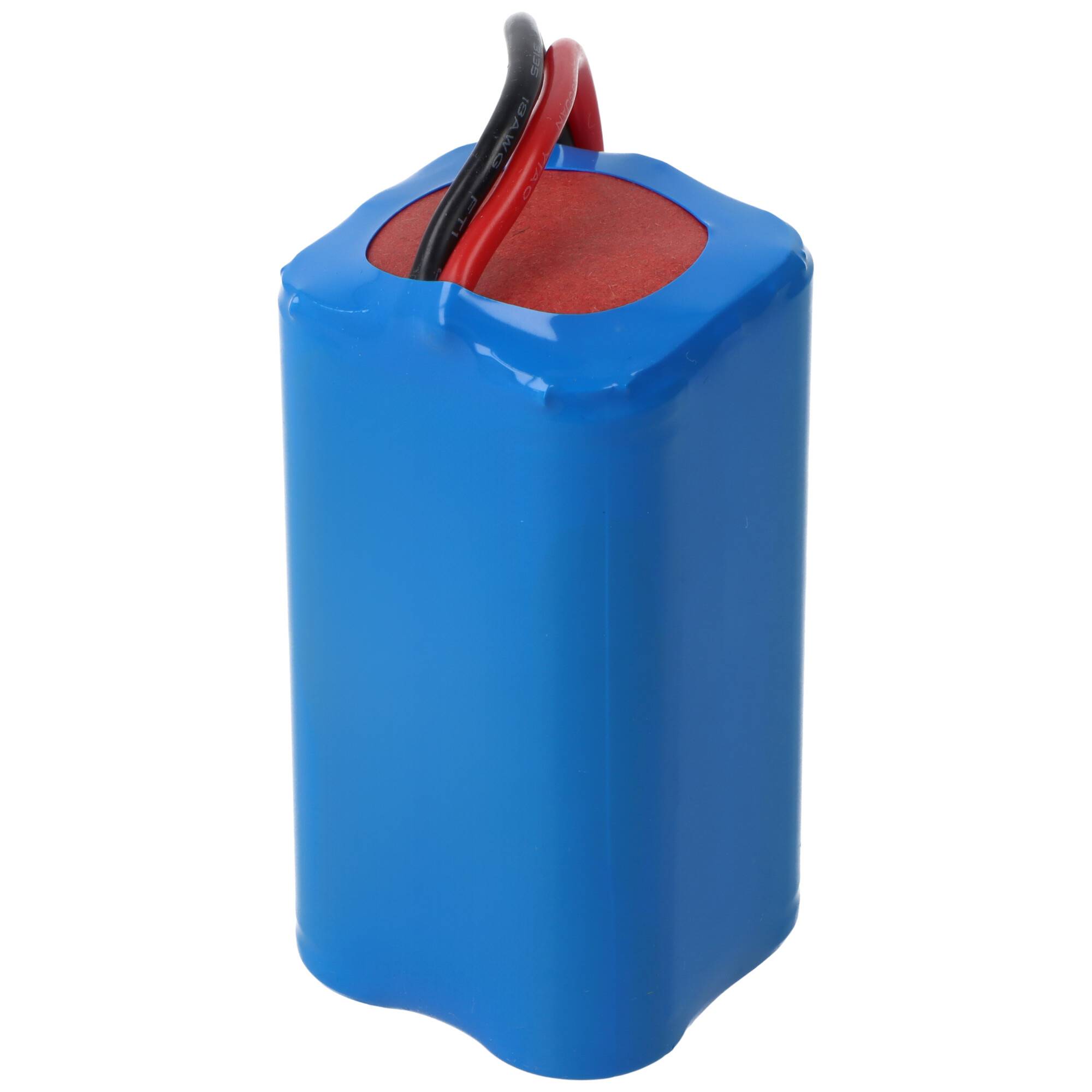 Ein zylindrisches blaues Objekt mit einem dunklen Inneren, möglicherweise ein Rohr oder eine Röhre, wird vor einem einfachen weißen Hintergrund gezeigt.