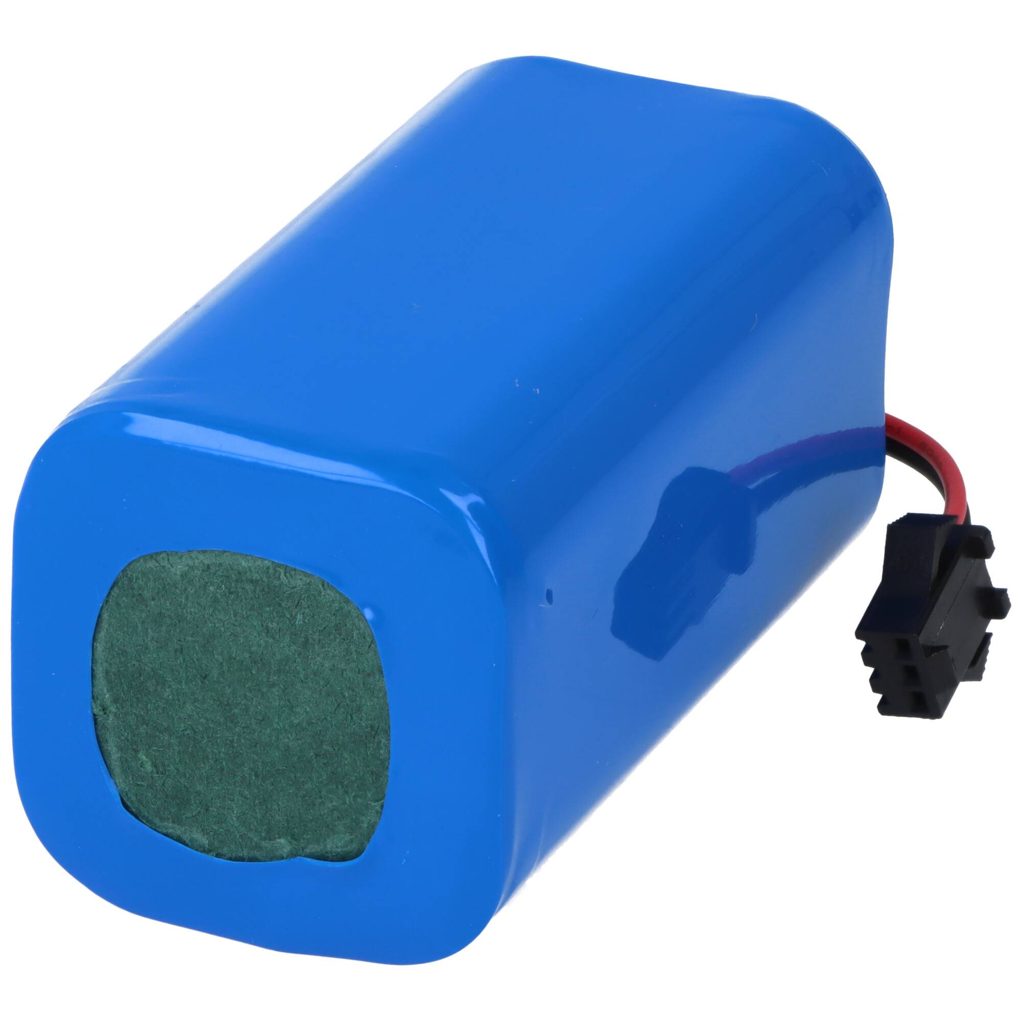 Ein blauer rechteckiger Akkupack mit Drähten und Stecker, der in der Elektronik für Stromversorgungszwecke verwendet wird.