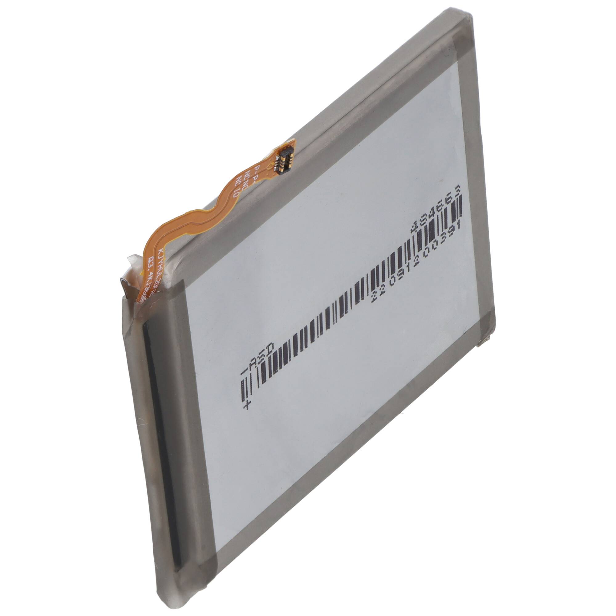 „Eine rechteckige Batterie für elektronische Geräte mit einem silbernen Gehäuse und einem flexiblen Schaltungskonnektor, der von der oberen Kante herausragt.