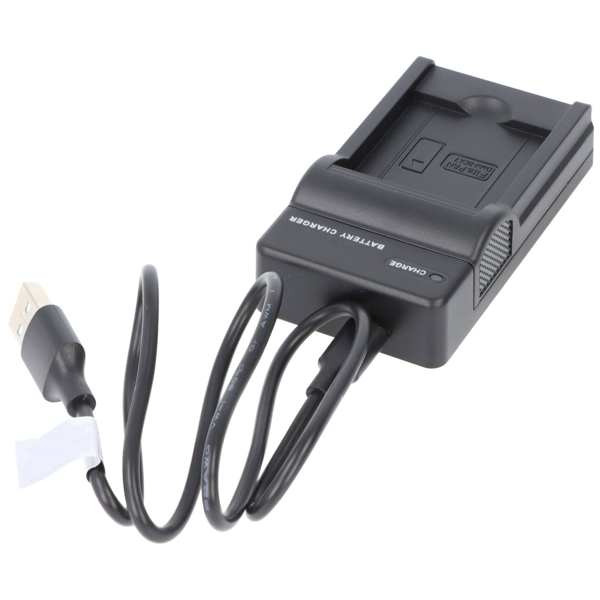 Ladegerät passend für Panasonic DMW-BCK7, DMW-BCK7E, Akkuladestation mit Micro-USB-Anschluss, flache Bauform
